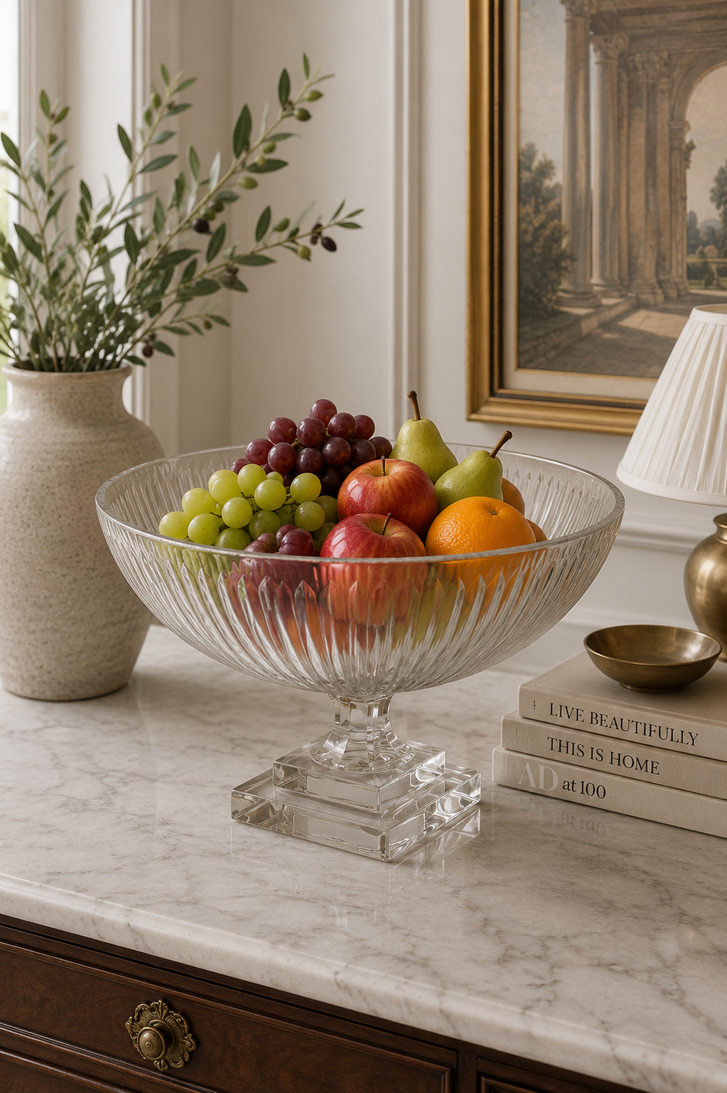 Art Deco-Inspired Fluted Glass Compote Bowl