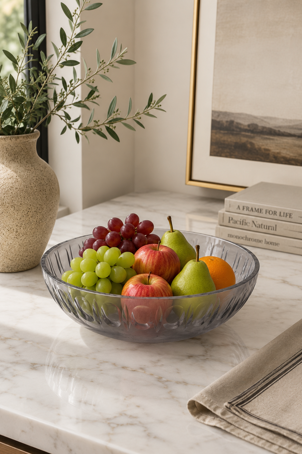 Modern Etched Glass Fruit Bowl