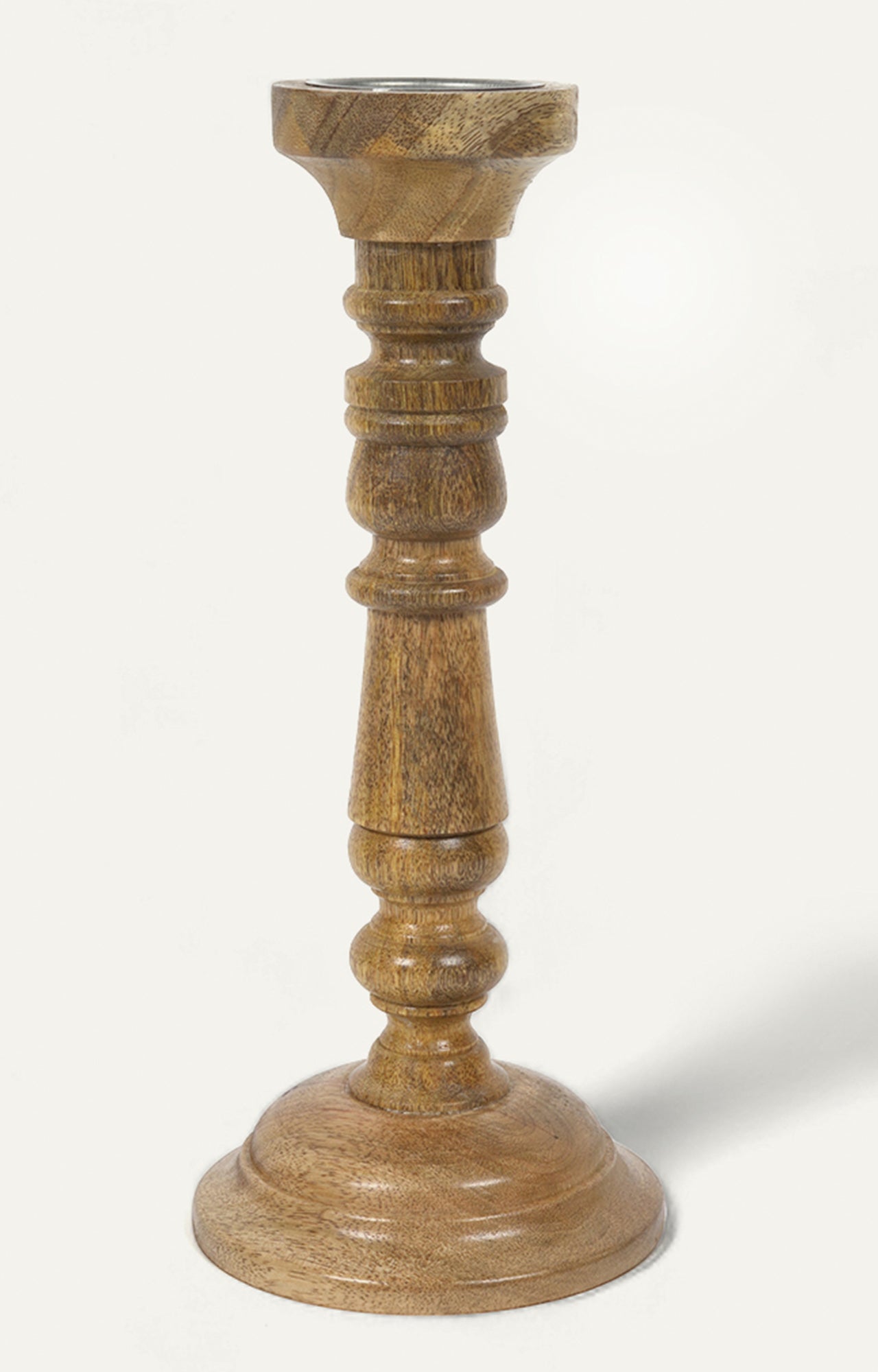 Vintage Turned Wood Candle Stand - Long