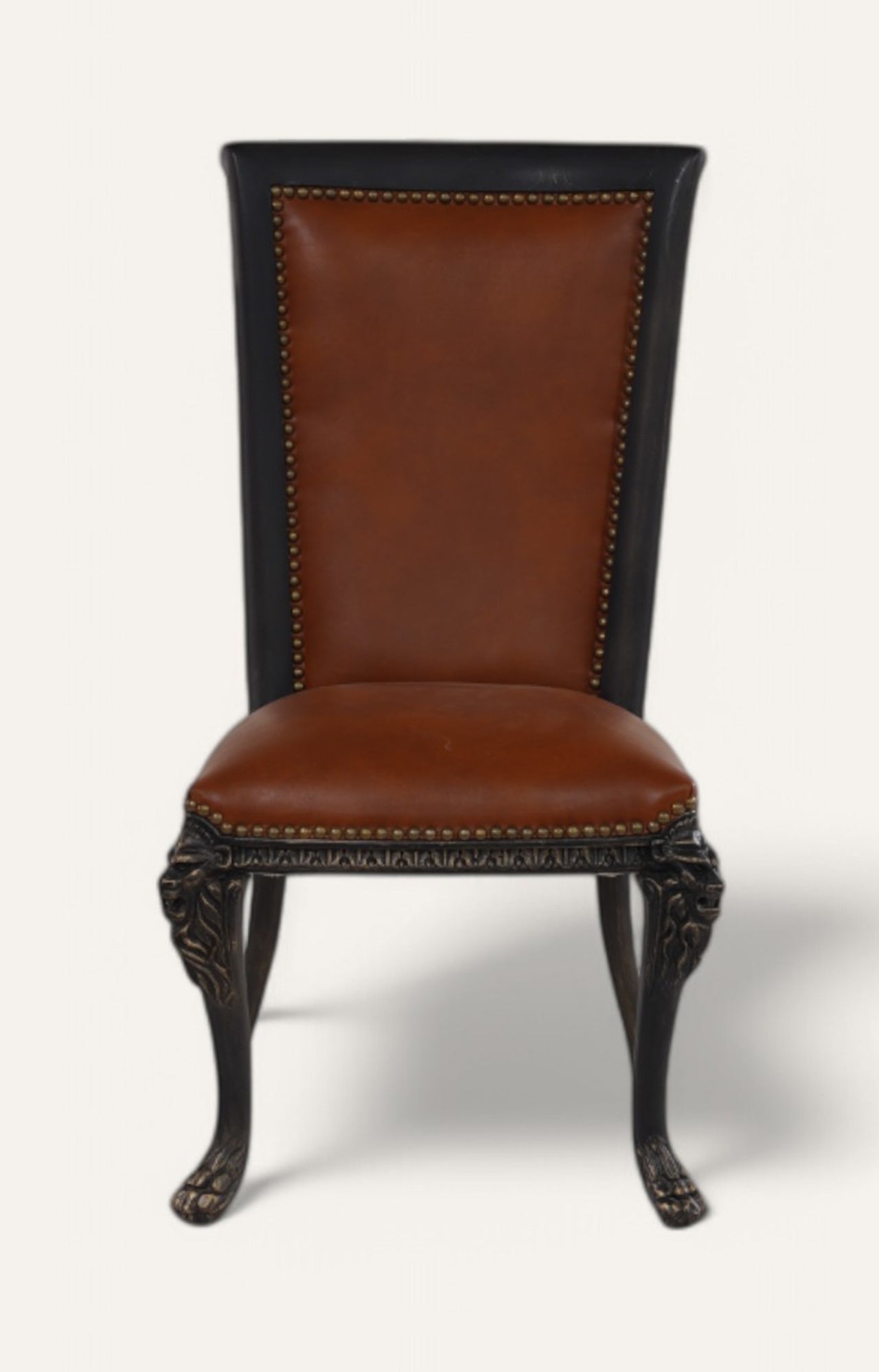 Chair with brown leather seat
