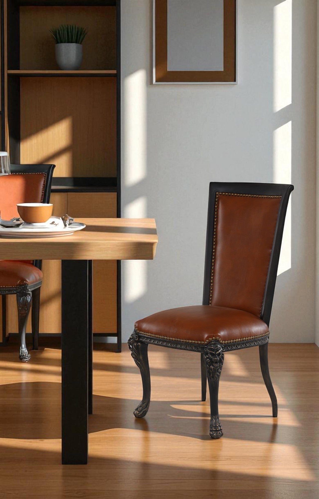 French Leather Lion Head chair