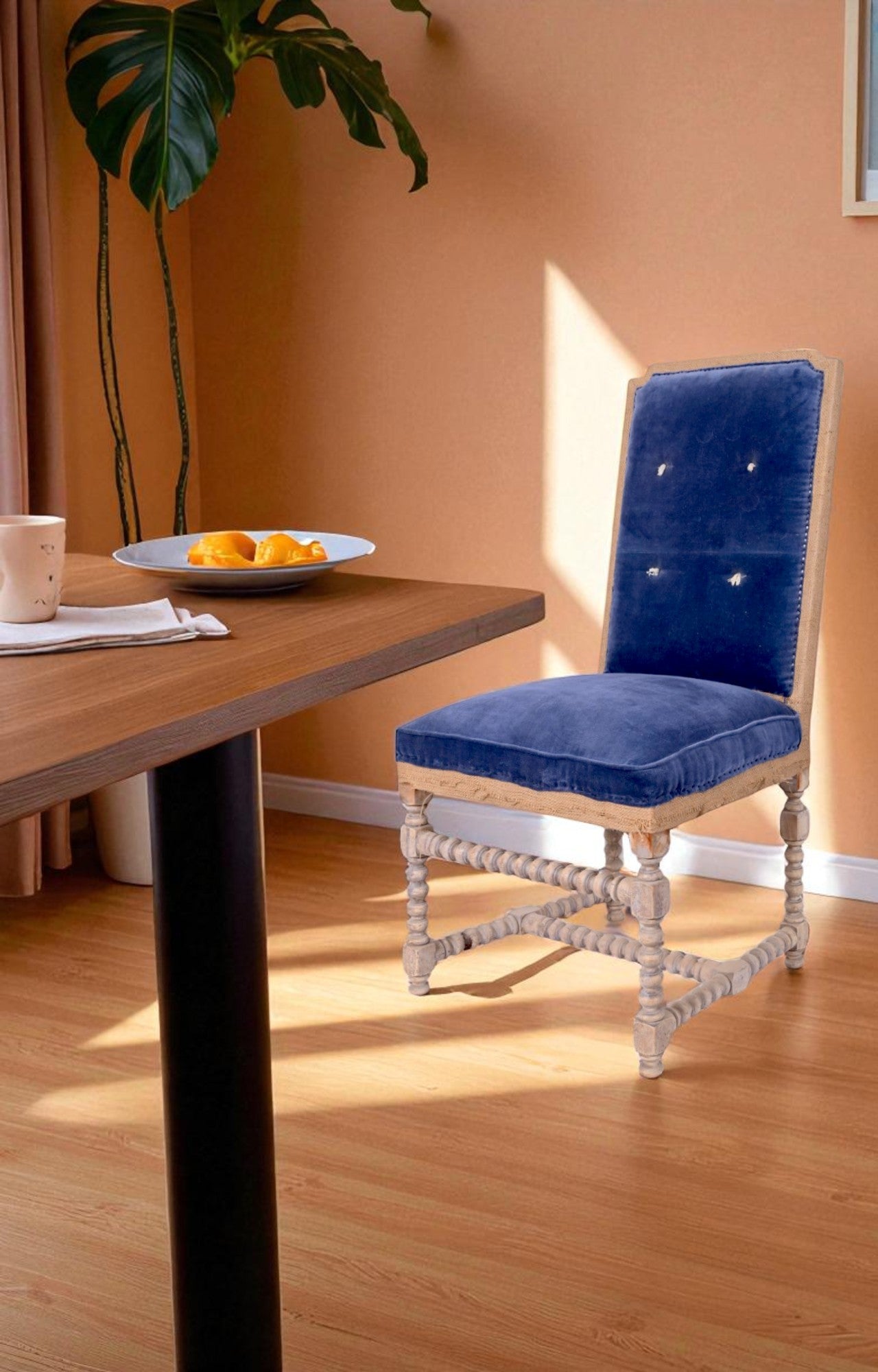 French Blue tussles Dining Chair