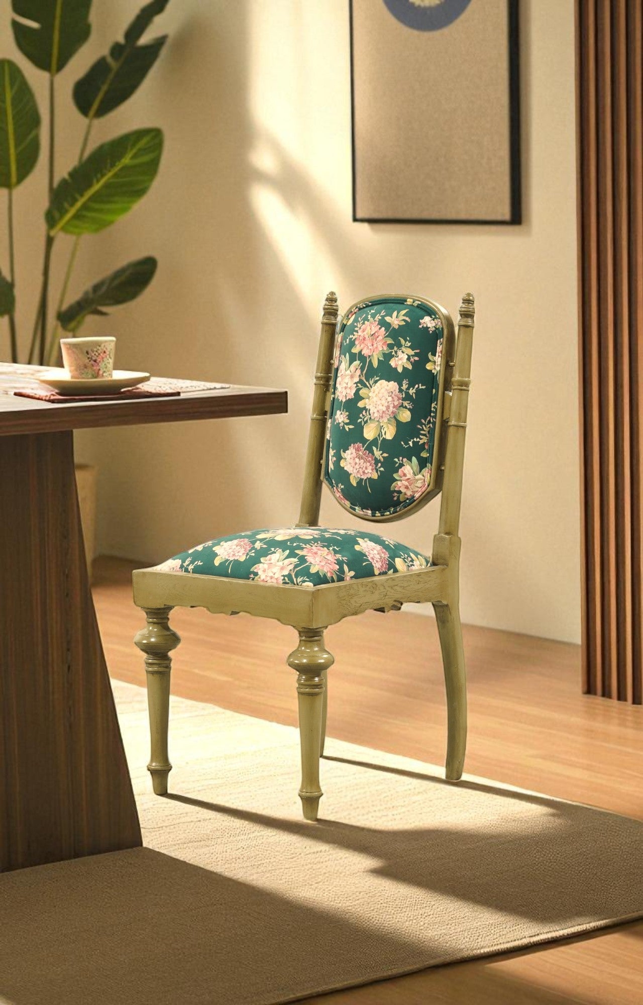 French Floral Upholstered Low-Seated Chair