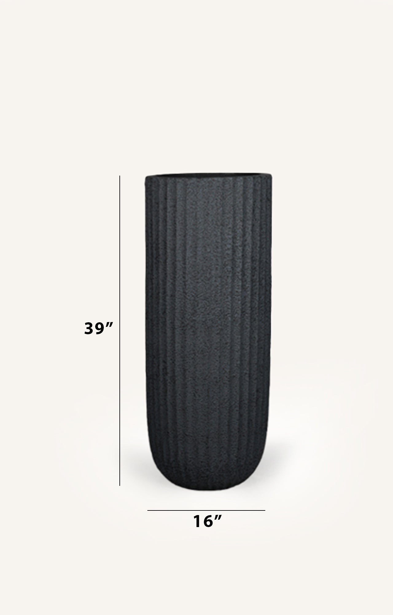 Charcoal Ribbed Resin Planter