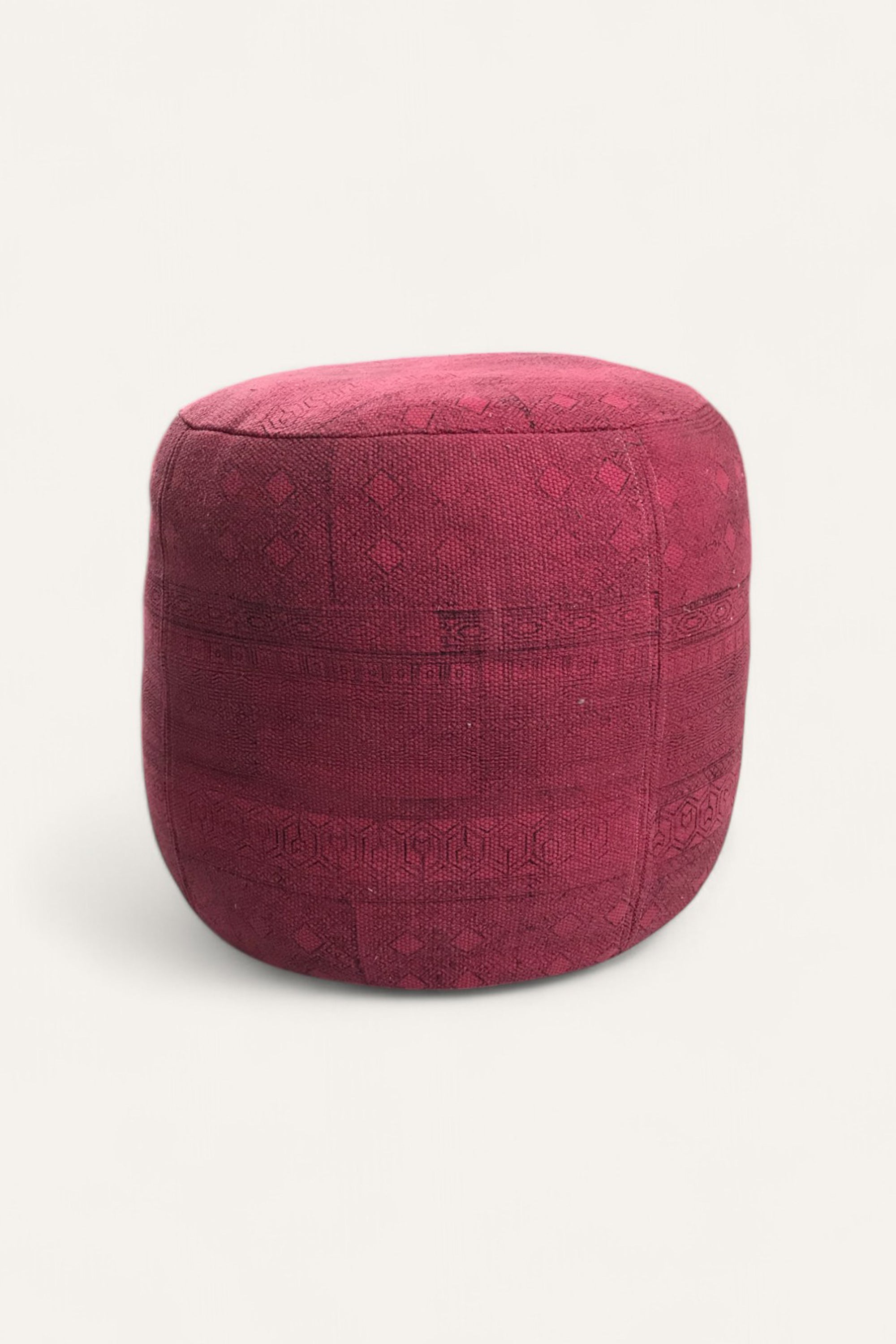 Handwoven Dhurrie Block Print Pouf Stool