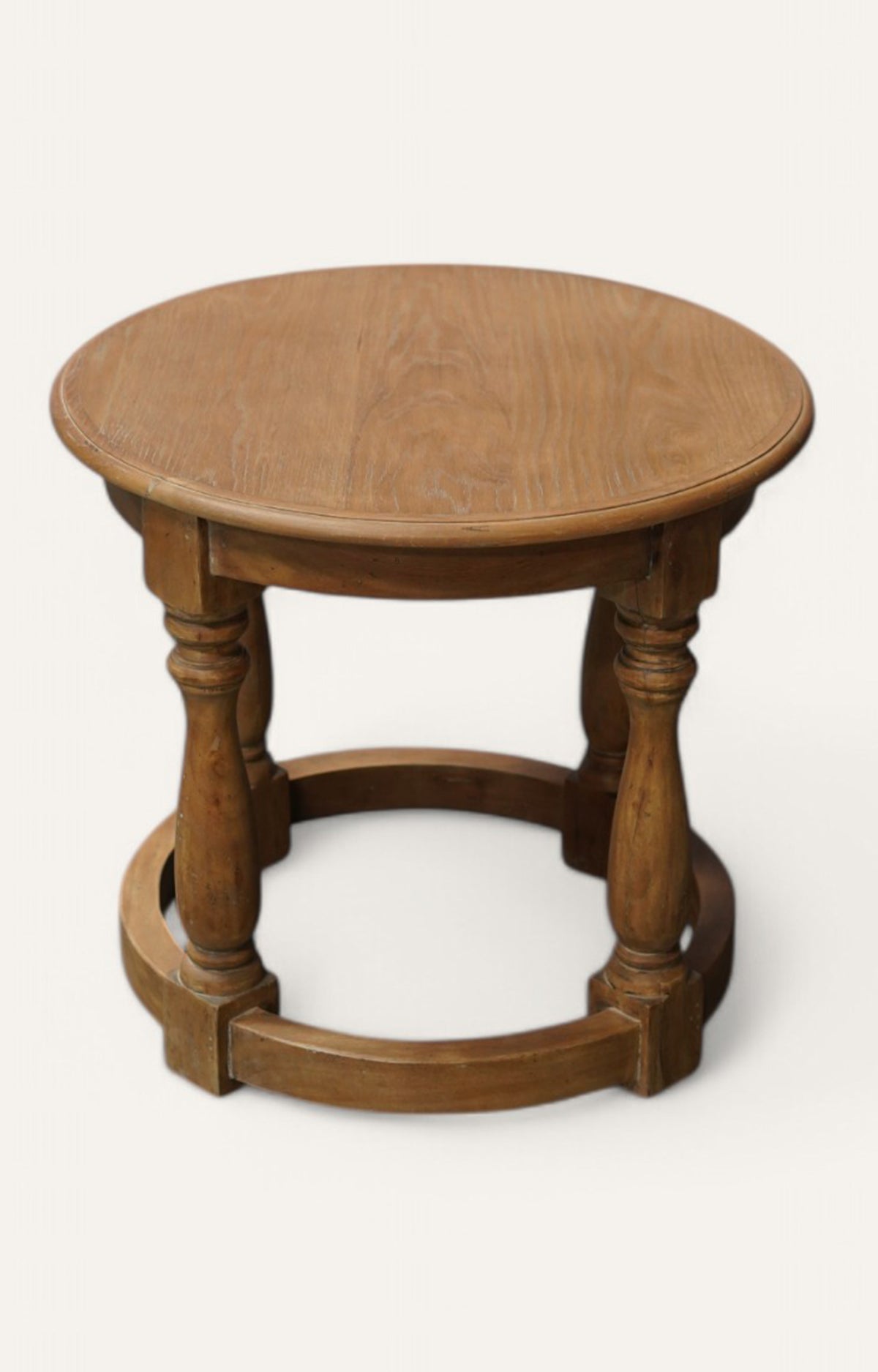 Round wooden side table