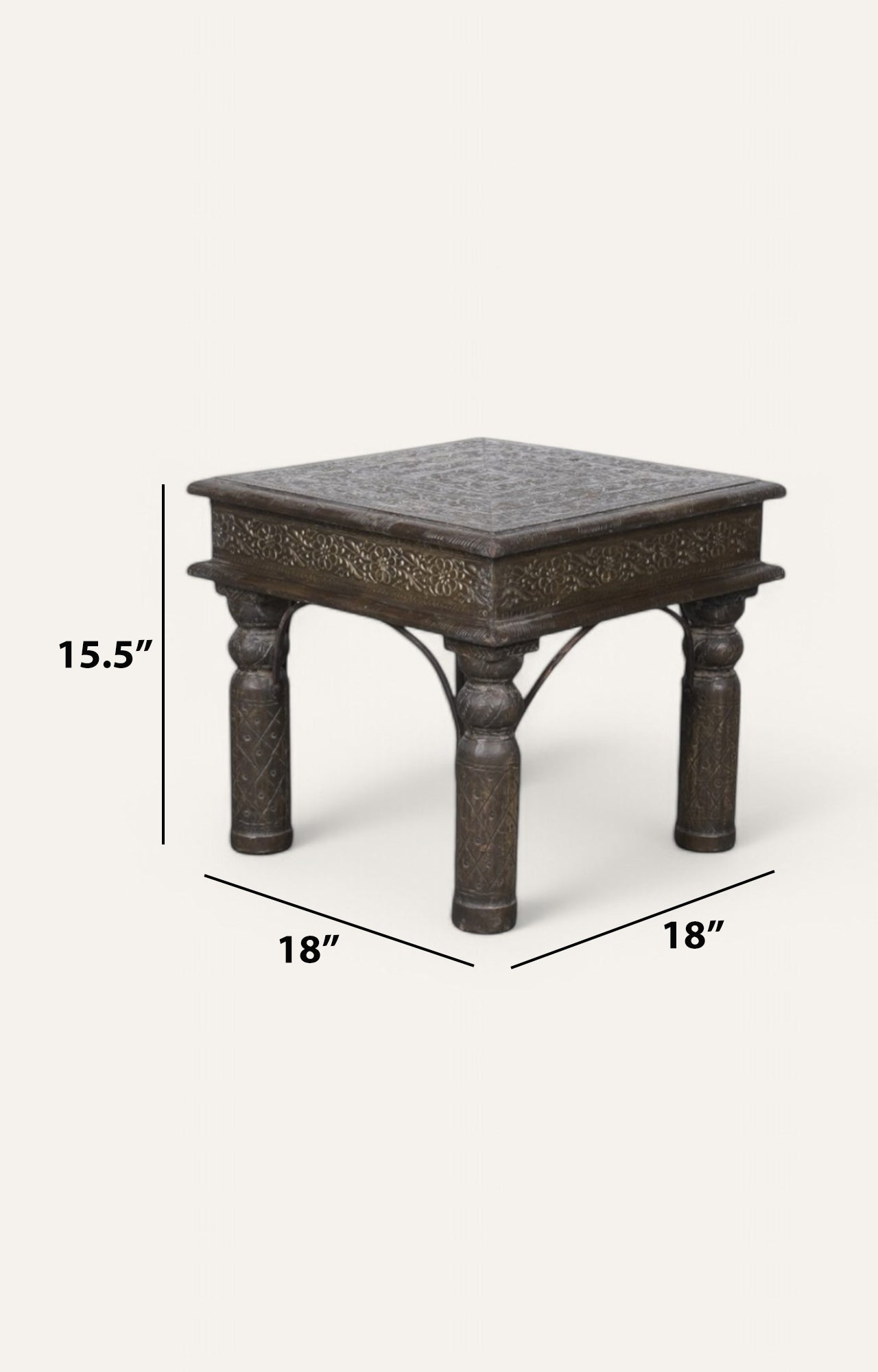 Traditional Side Table with Brass Cladded