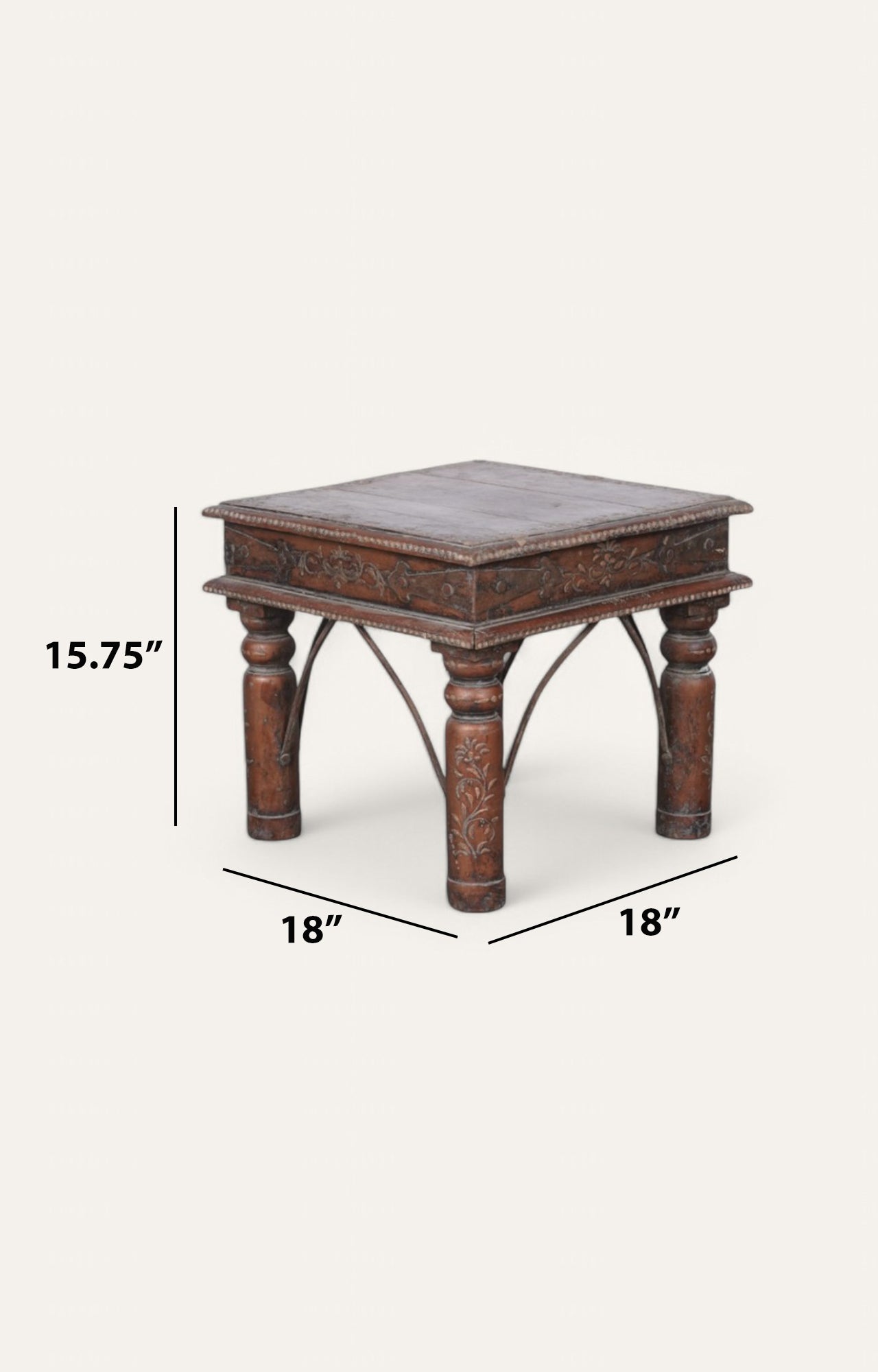 Floral Traditional Wooden Side Table