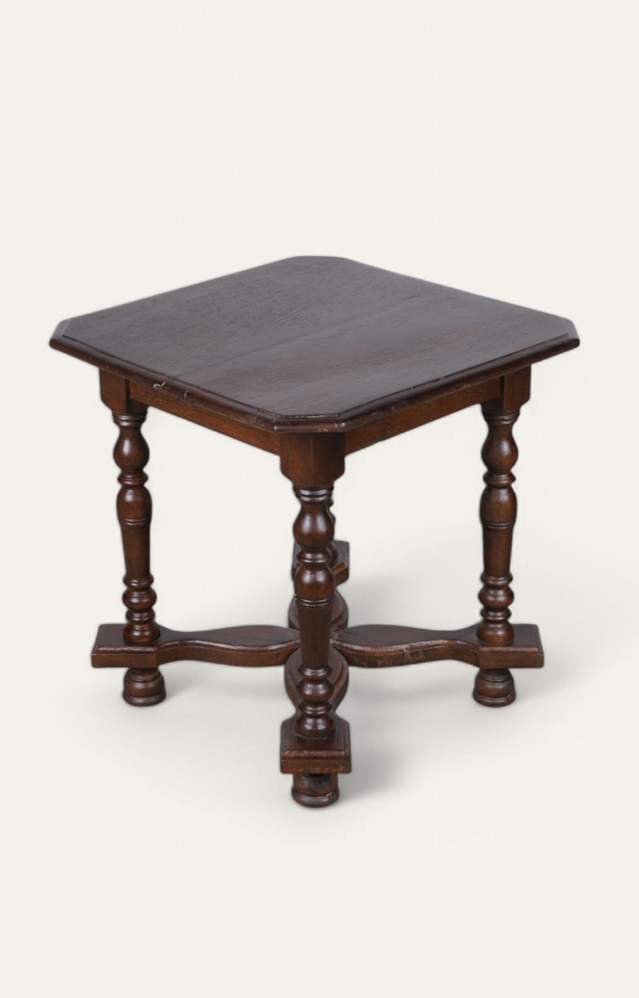 Wooden side table with turned legs