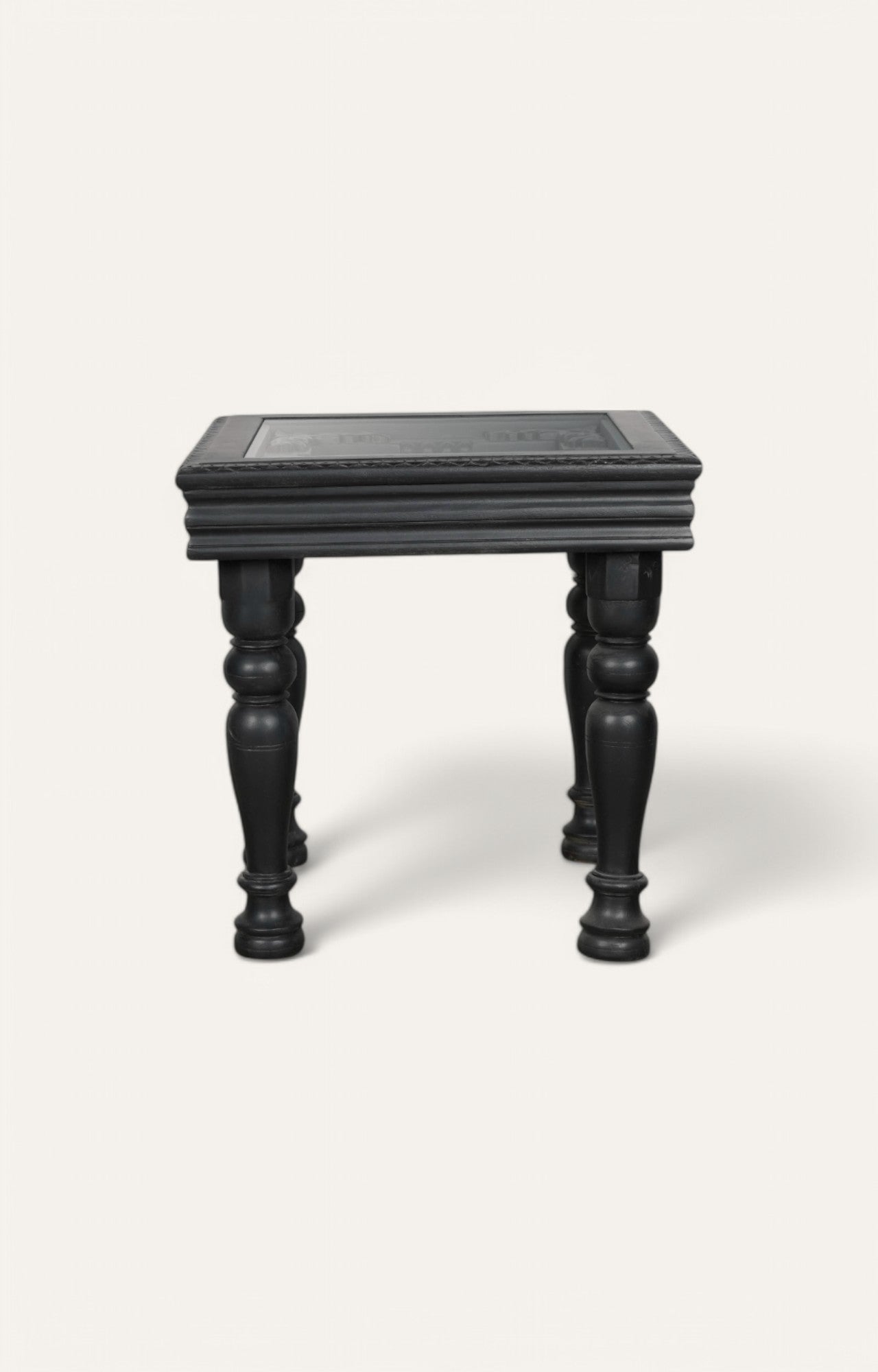 Black Hand Carved Side Table