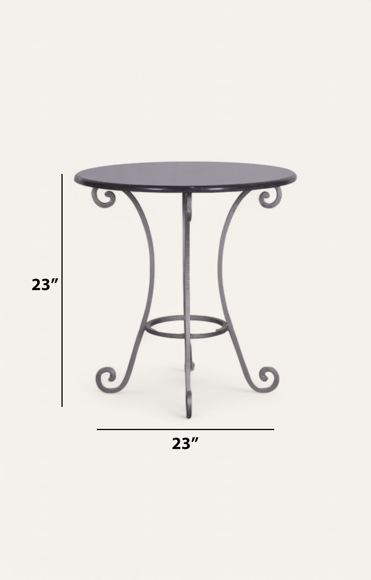 Handcrafted Iron and Stone Bistro Side Table