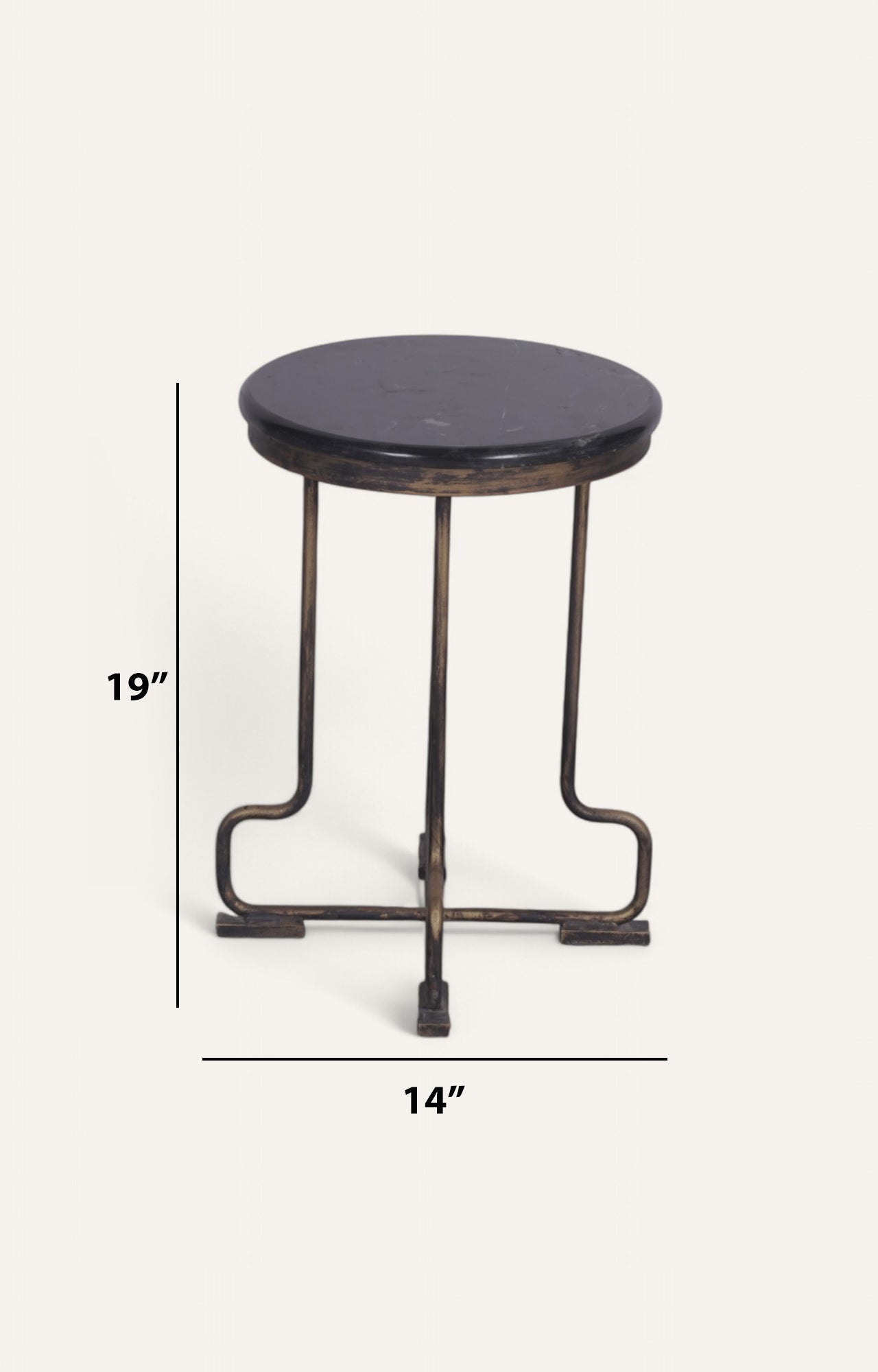 Handcrafted Iron and Stone Accent Side Table