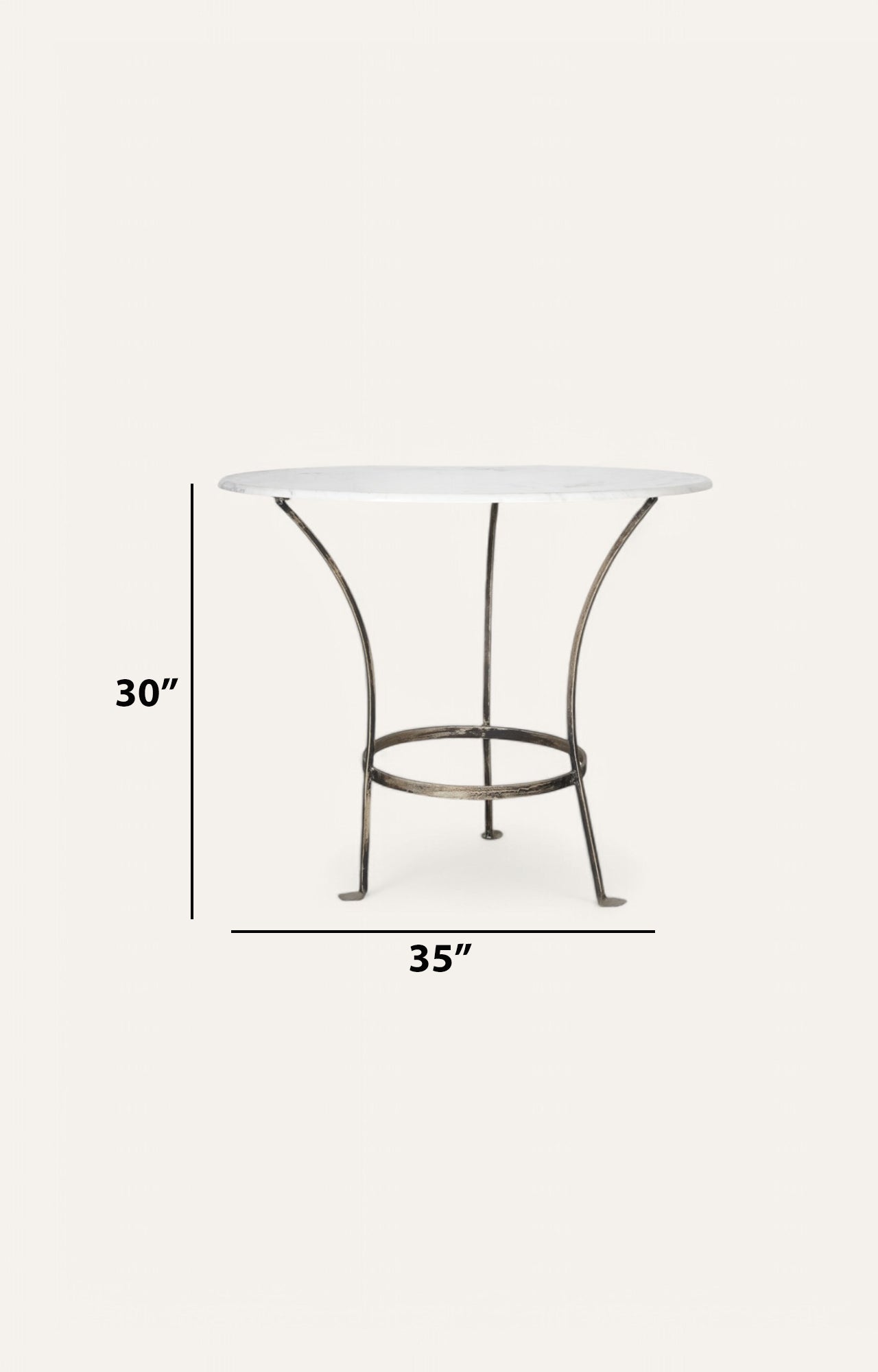 Round Metal Base Side Table with Stone Top