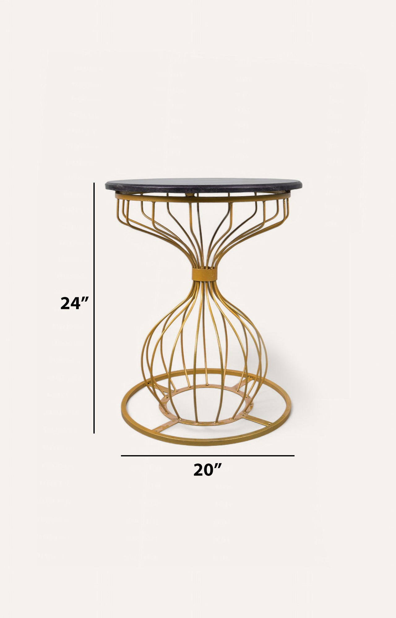 Round Sculptural Metal & Marble Side Table