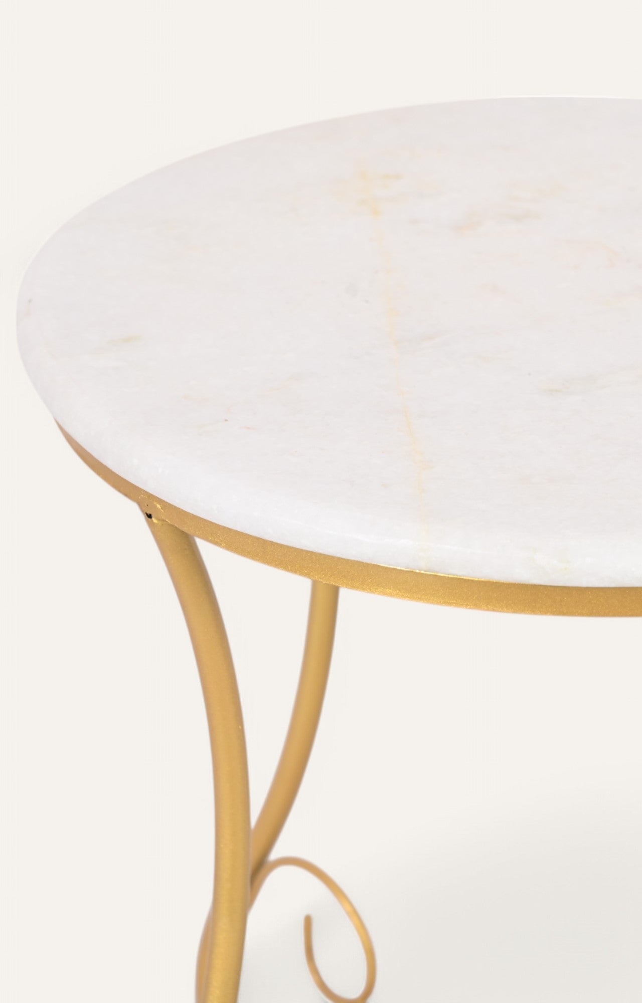 Handcrafted Metal and Marble Side Table