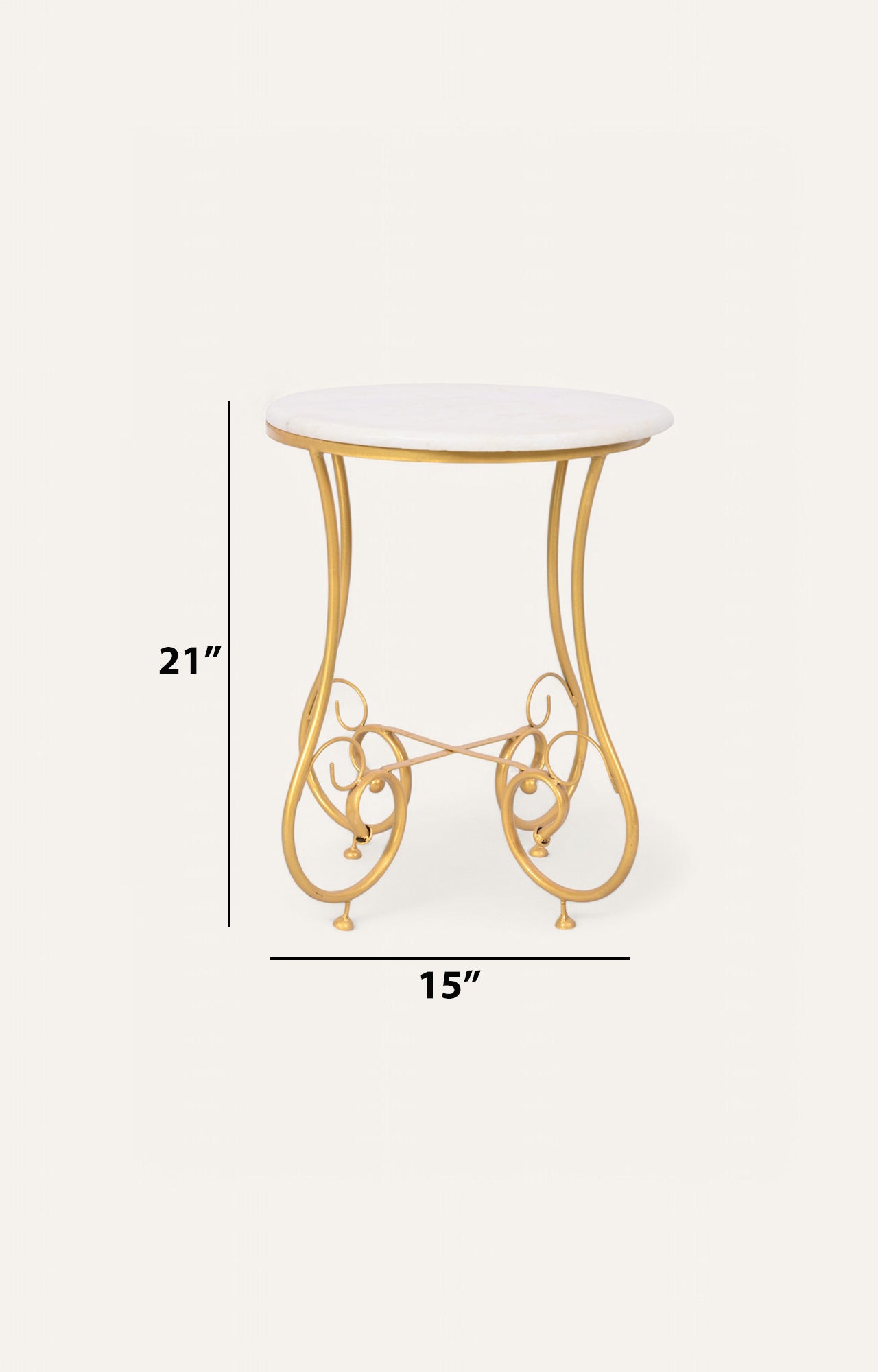 Round Handcrafted Metal and Marble Side Table