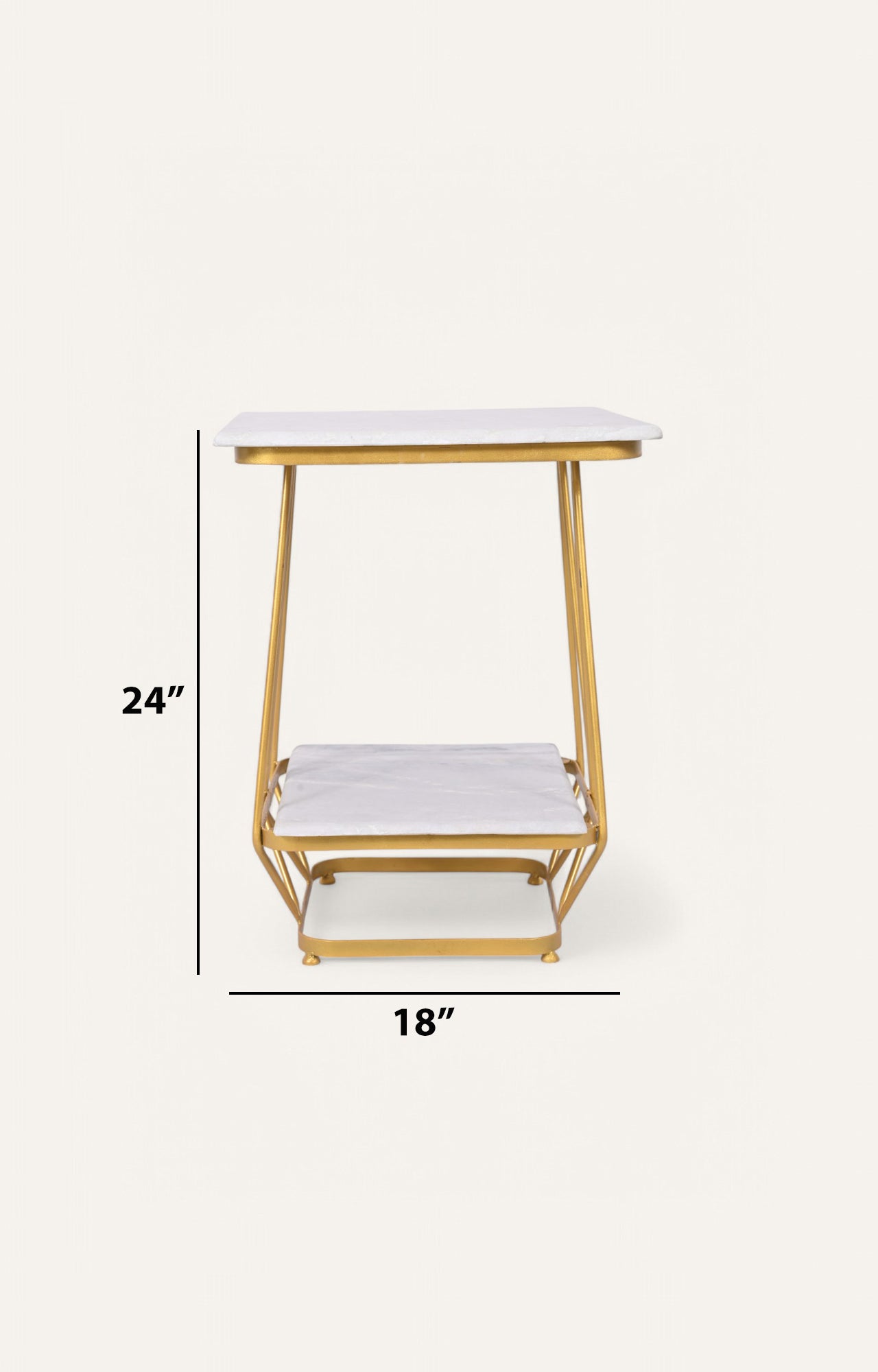 Geometric Metal and Marble Side Table