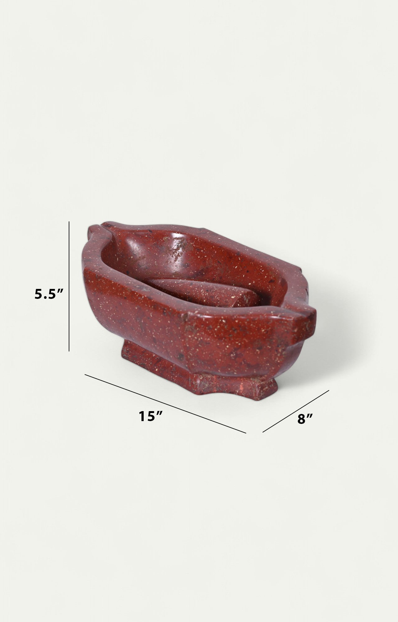 Red Jasper Stone Mortar for decor