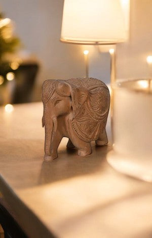 Compact Wooden Elephant Statue