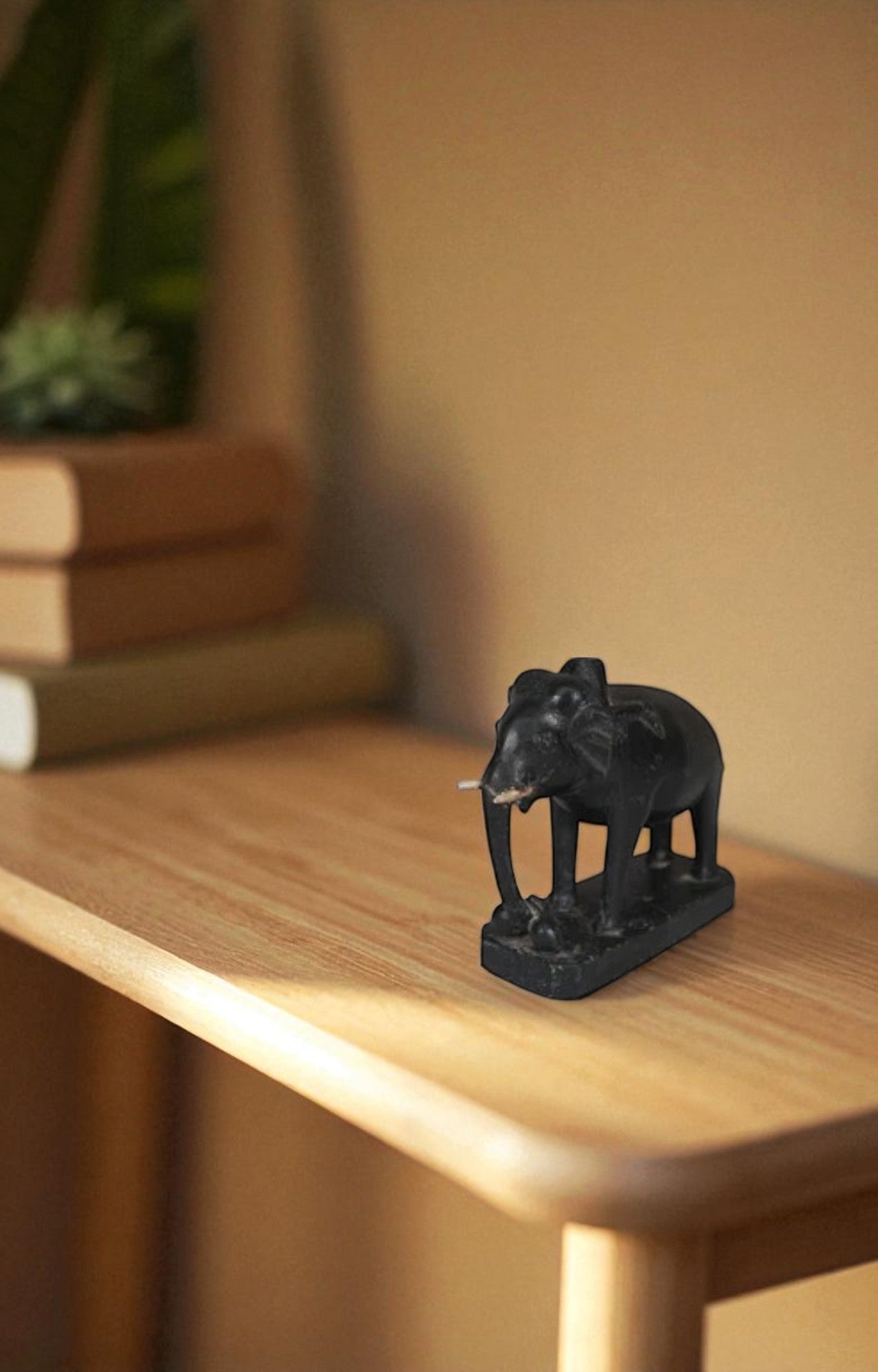 Black Stained Teak Elephant Figurine