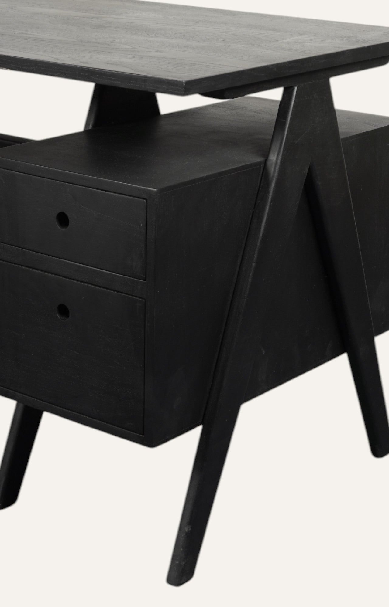 Black wooden desk