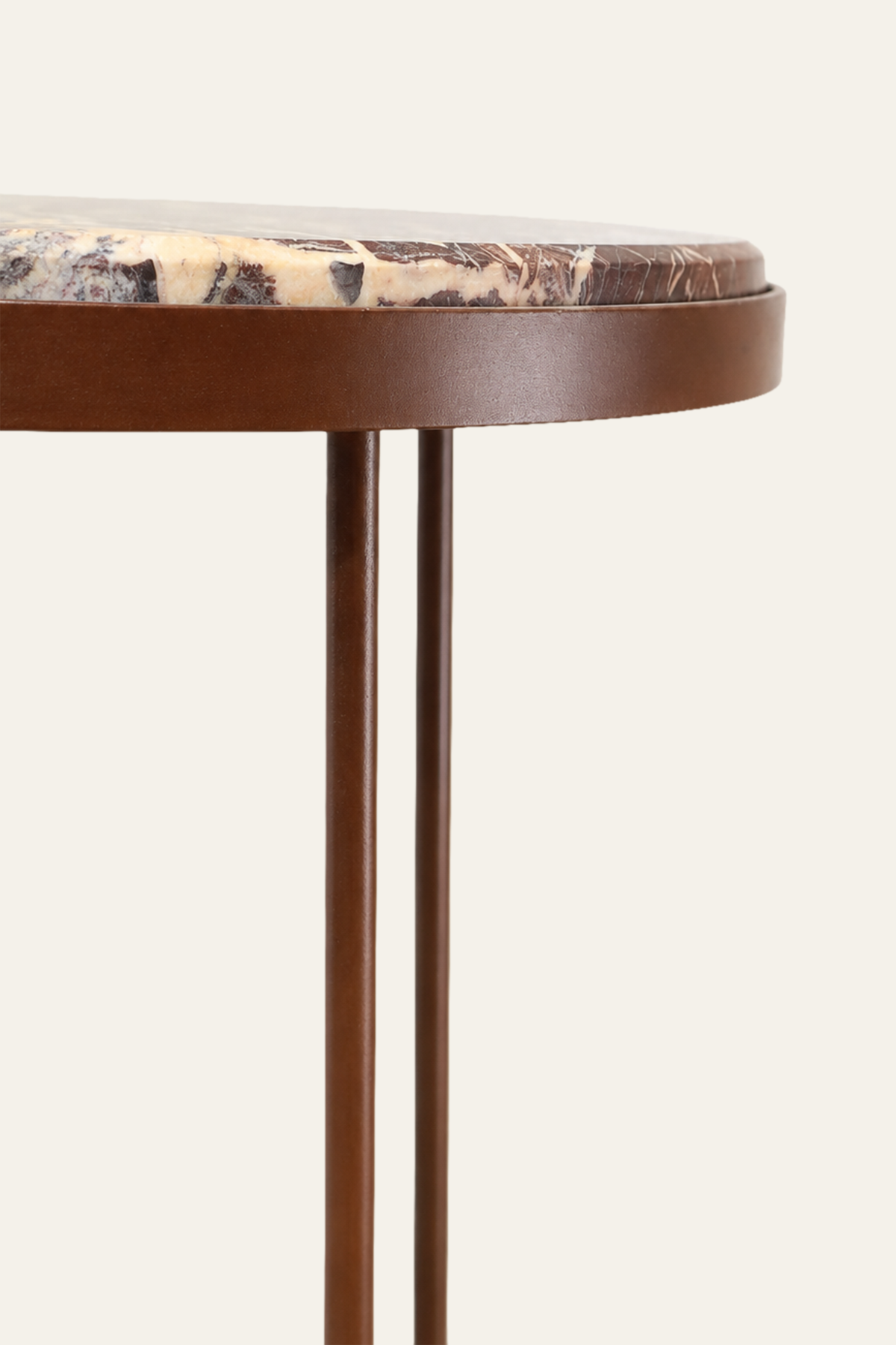Round Bidasar Marble Side Table with Slender Metal Base