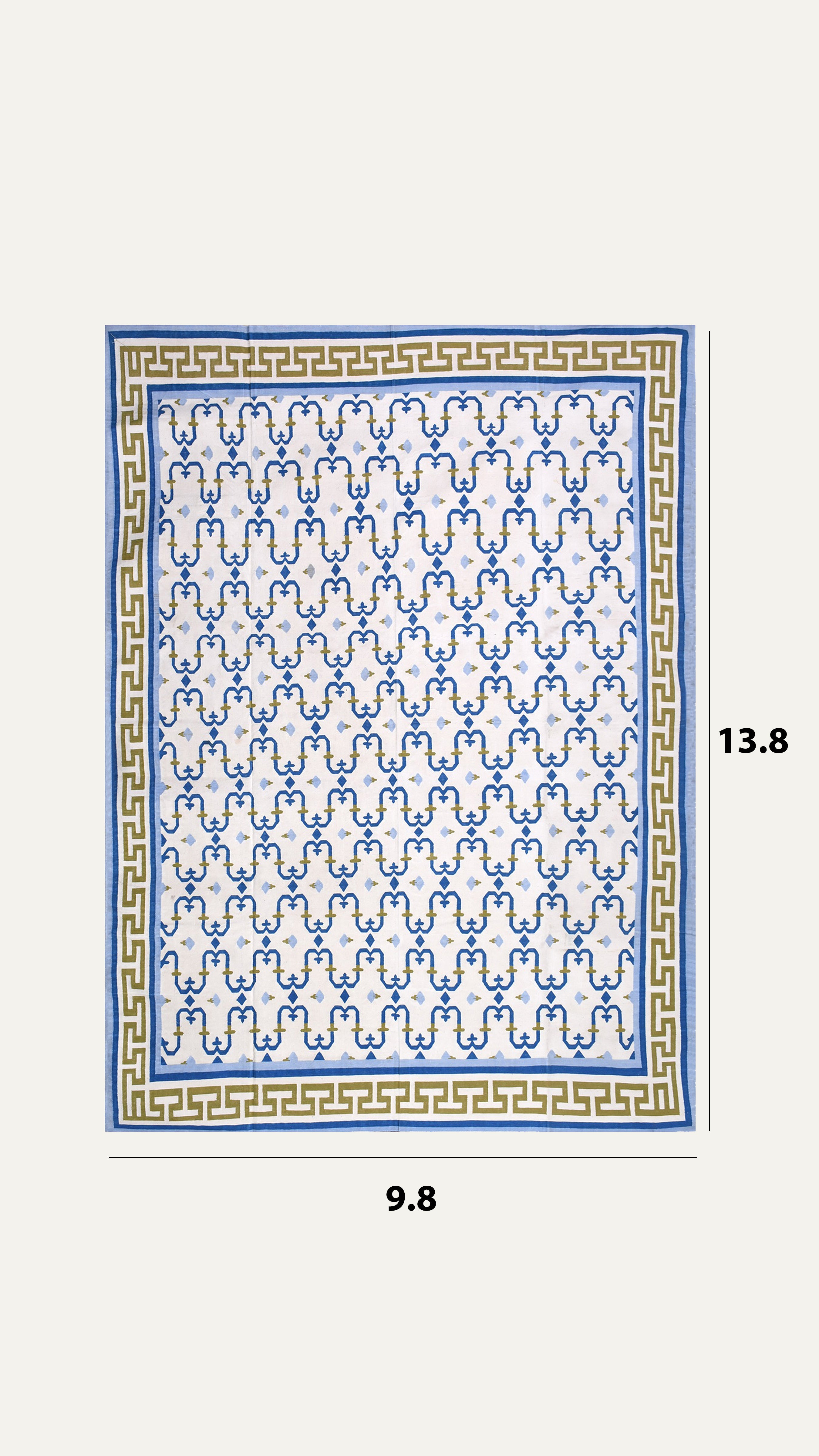 Handwoven Flatweave Geometric Pattern Cotton Rug