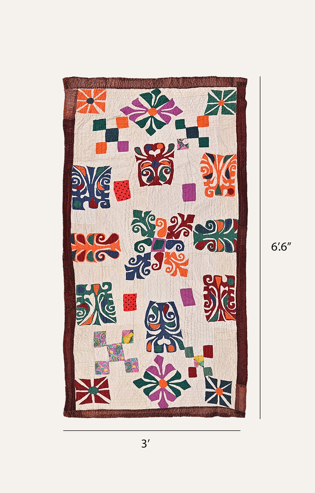 Vibrant Rajbari Applique Wall Hanging with Geometric and Floral Motifs