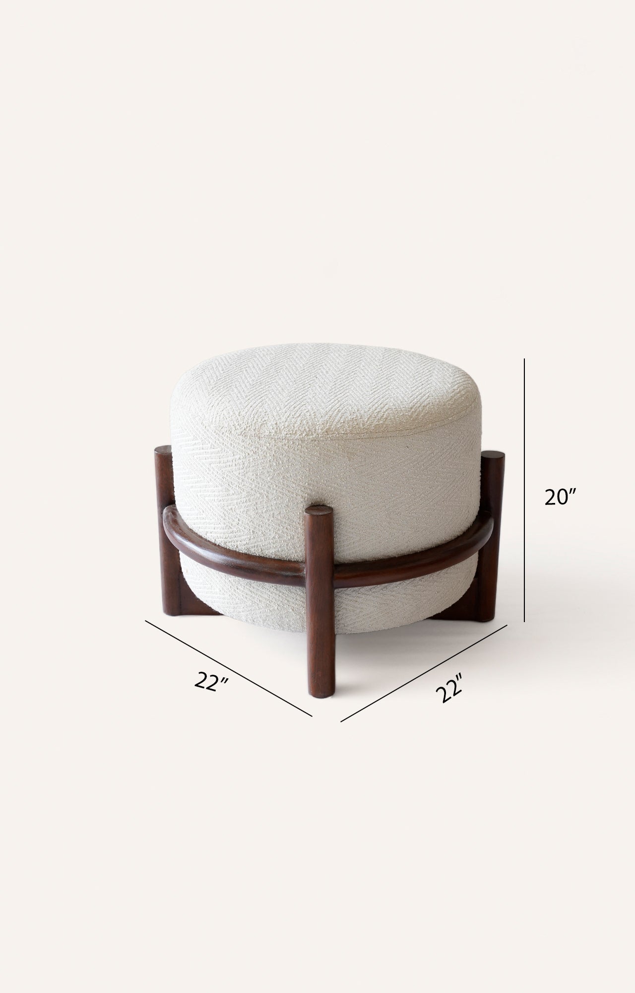 Round Wooden Poufy Stool