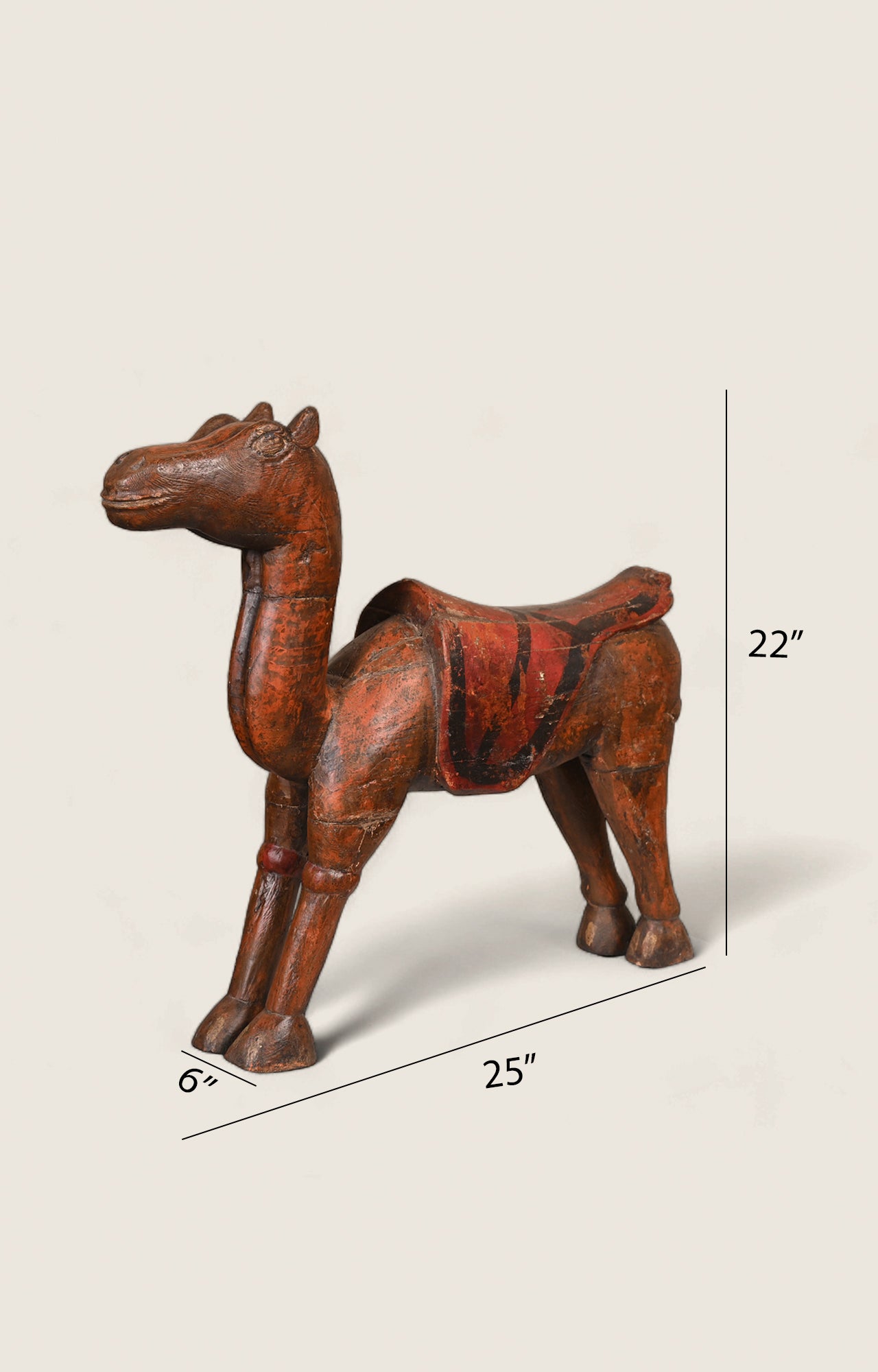 Hand-Carved Teak Wood Horse Figurine