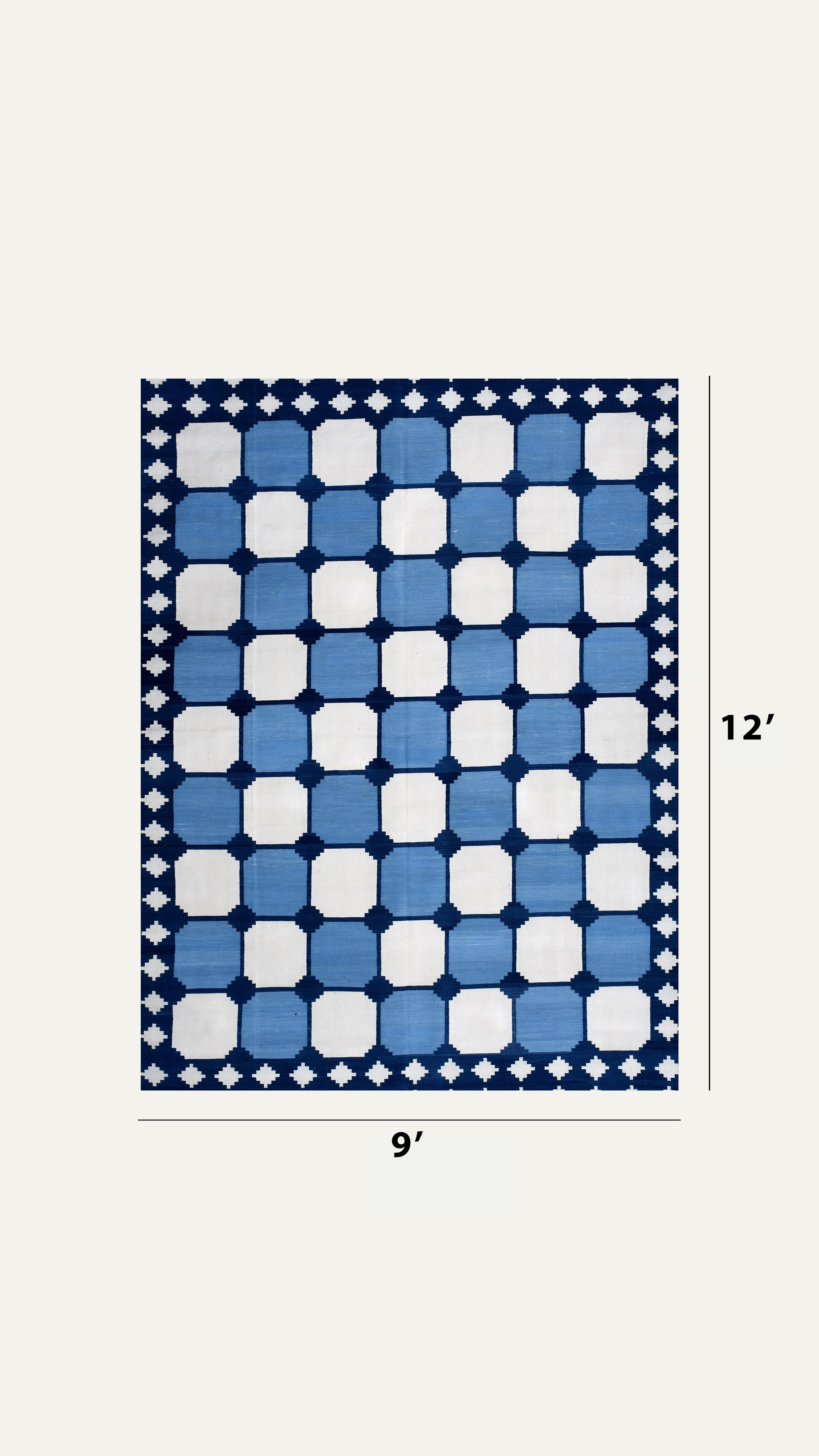 Navy Grid Cotton Rug