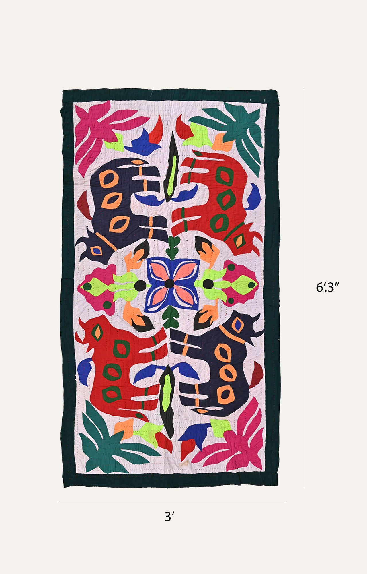 Wildlife Serenade: Cotton Textile Wall Tapestry with Animal Figures and Floral Splendor