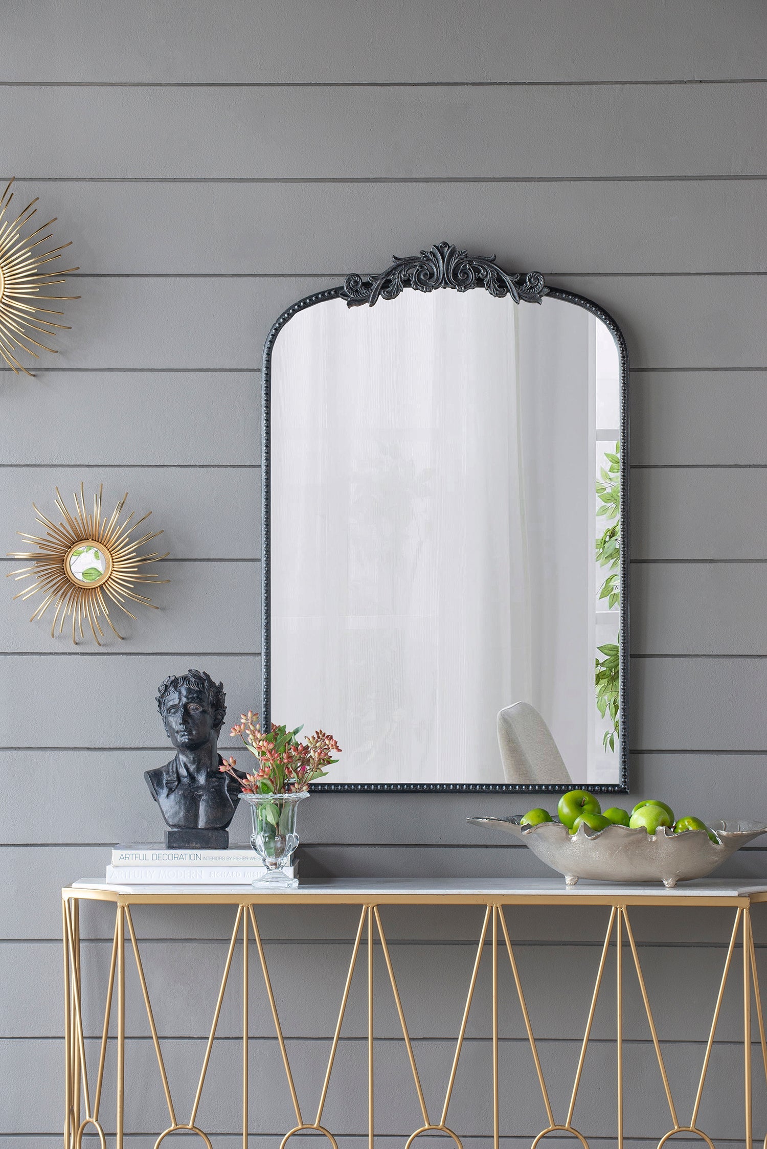 Sleek Black Contemporary Mirror