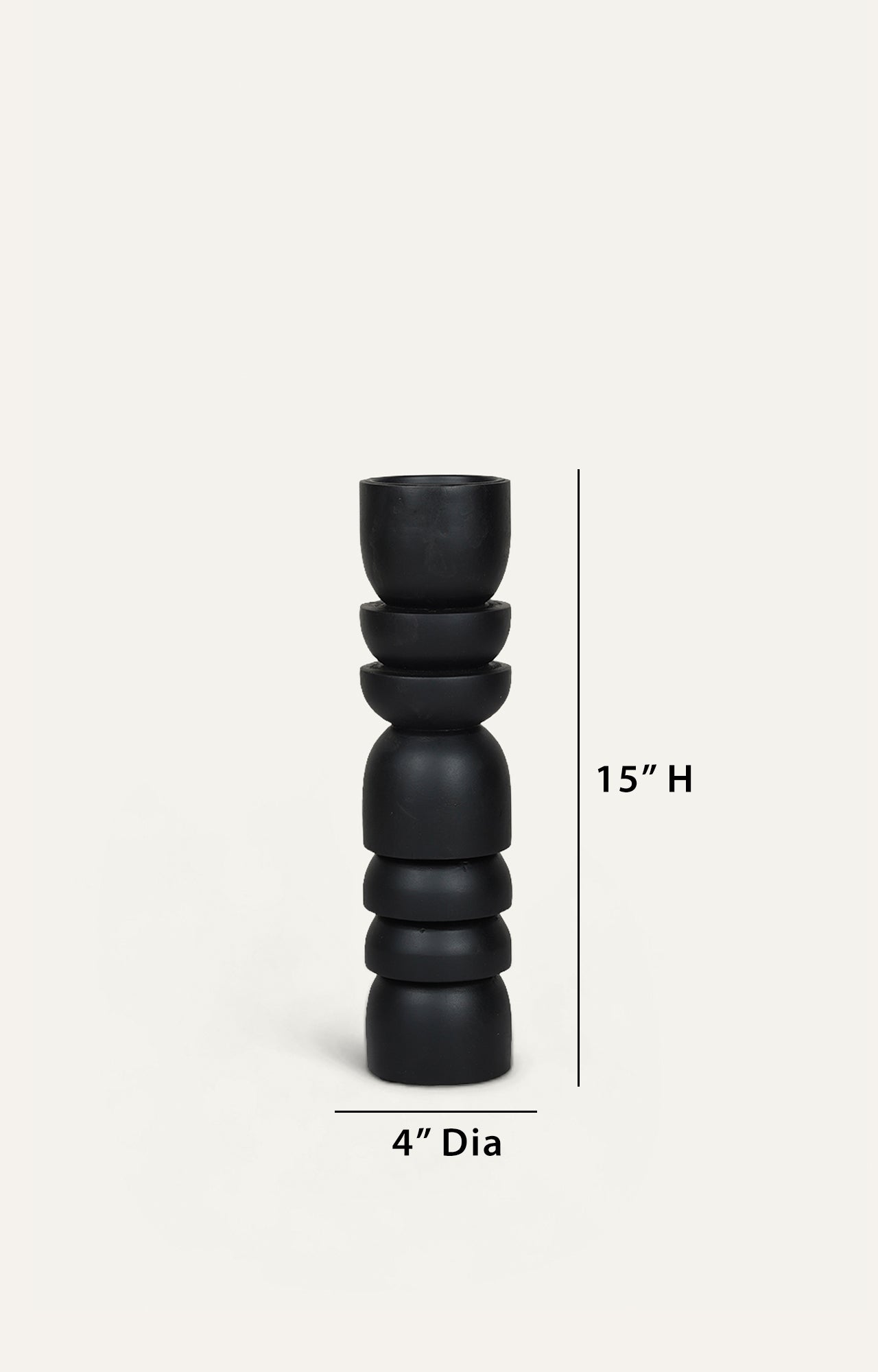 Sleek Black wooden Candle Holder_size