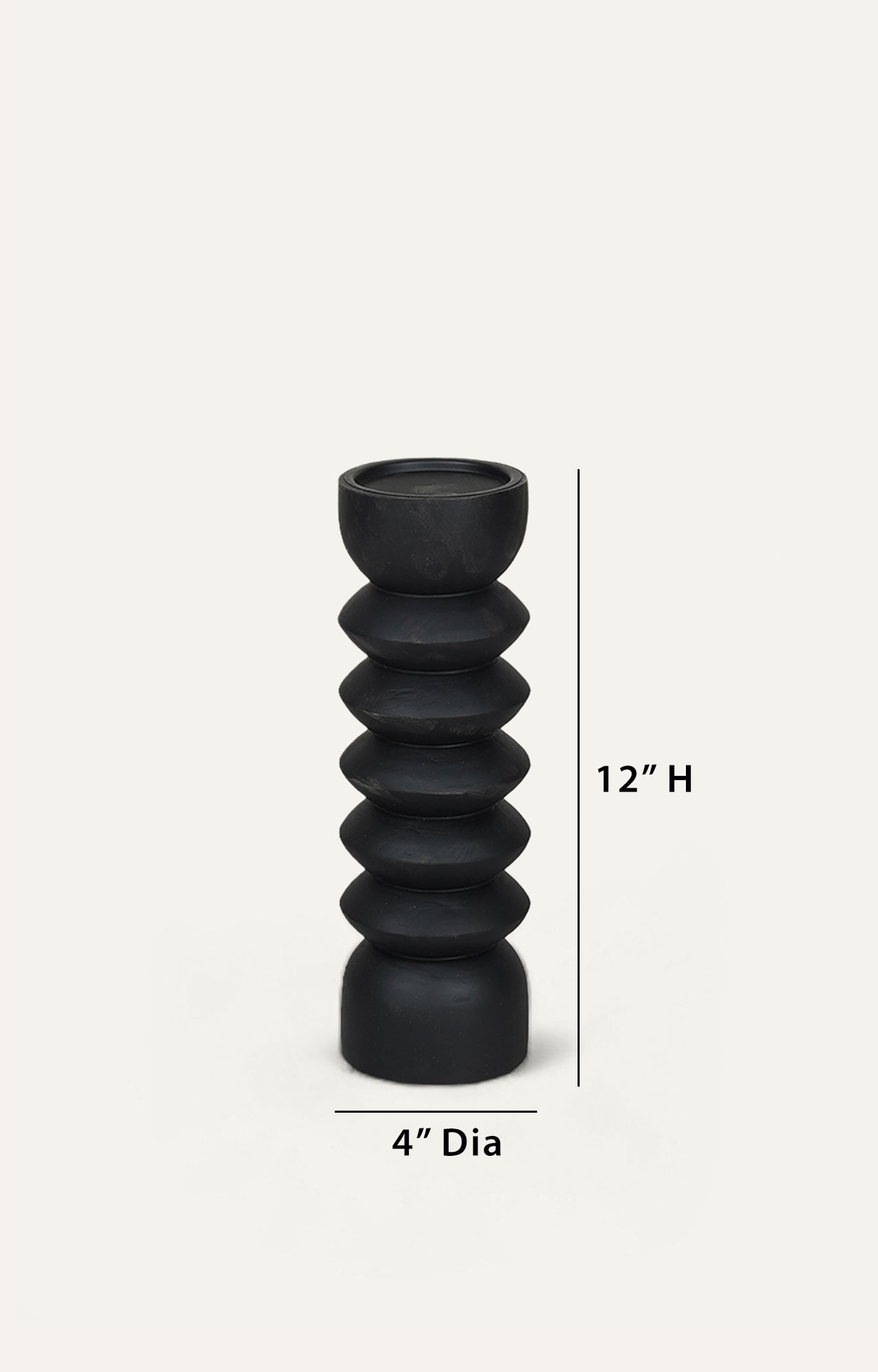 Sleek black wooden Cylinder Candle Stand_size