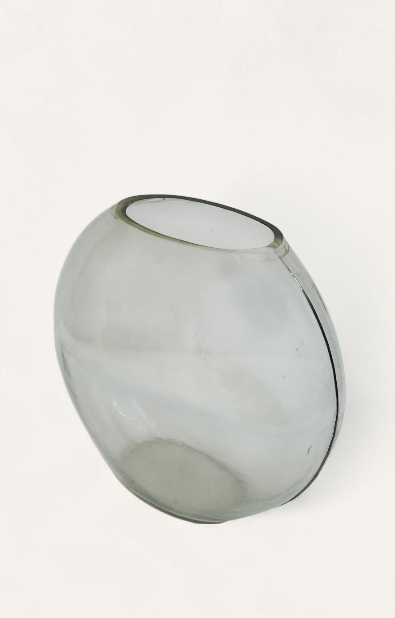 Smoky Oval Glass Vase