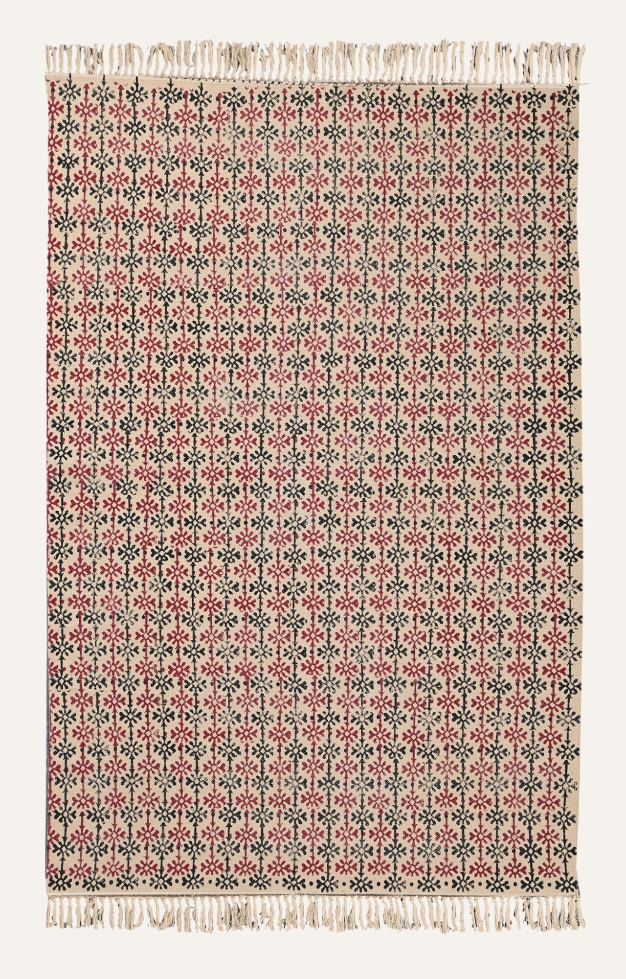 Starburst Motif Block-Printed Rug