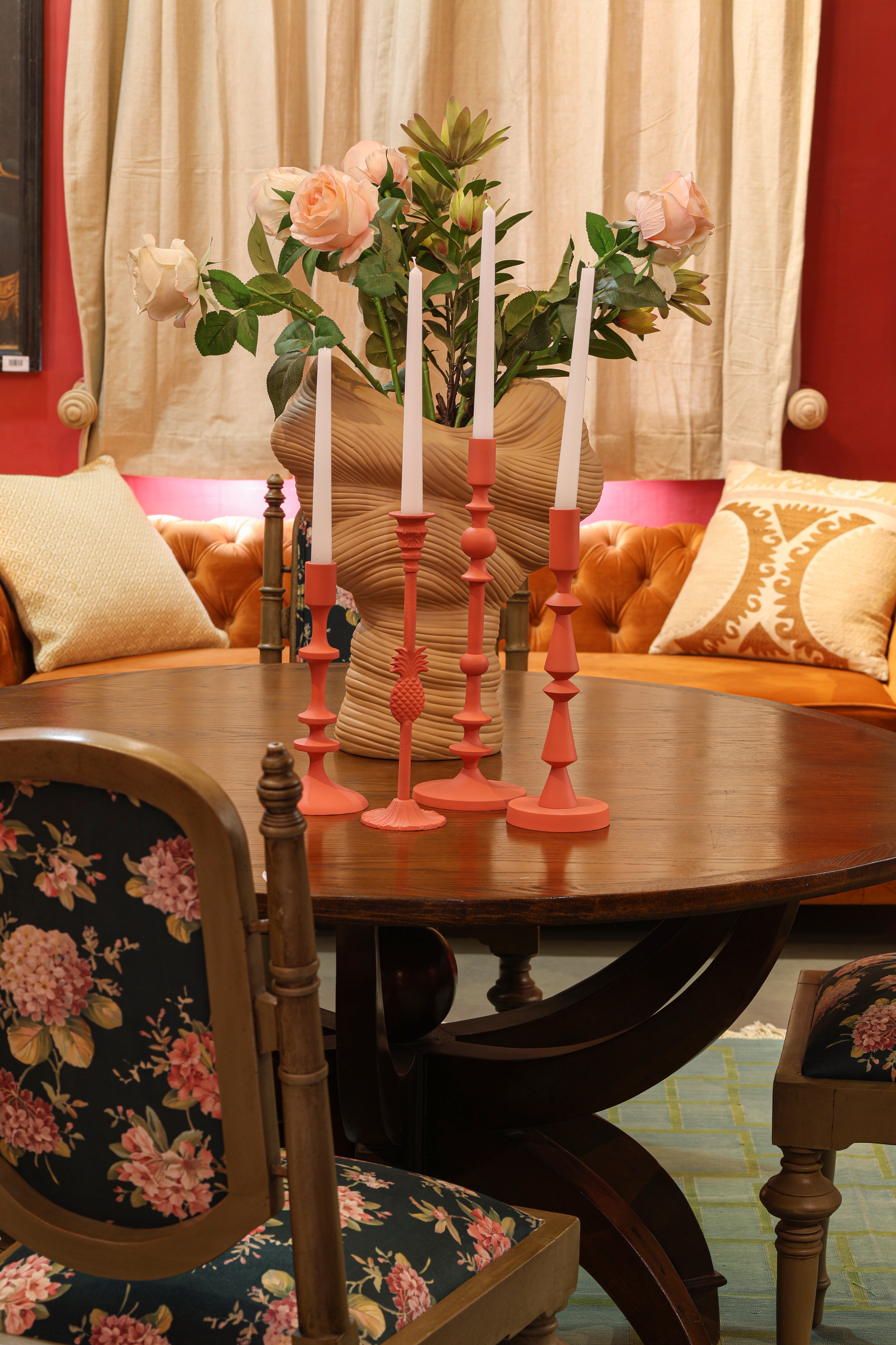 Coral Pineapple Candle Stand
