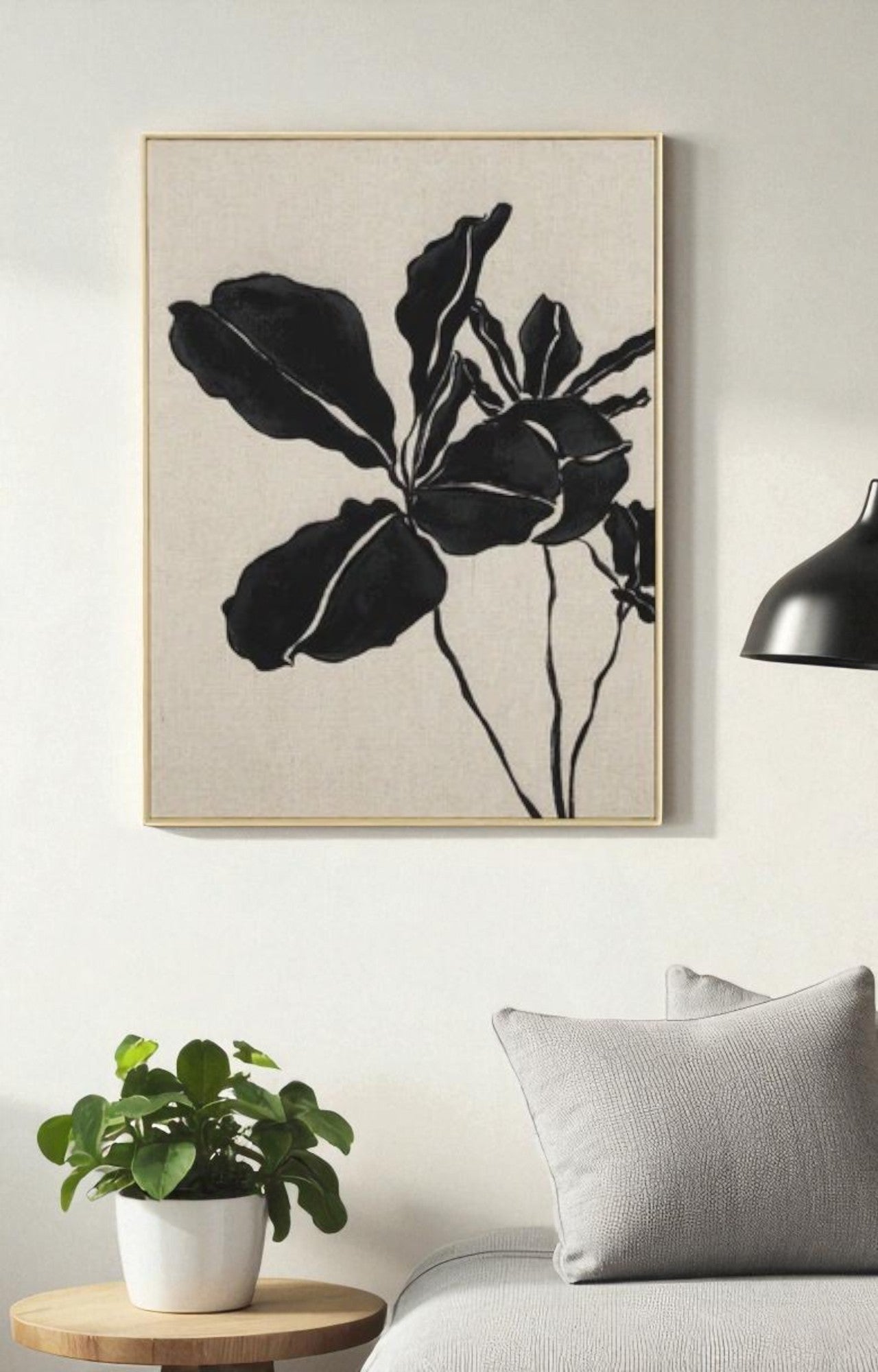 Black Leaves Hand-painted Canvas Art