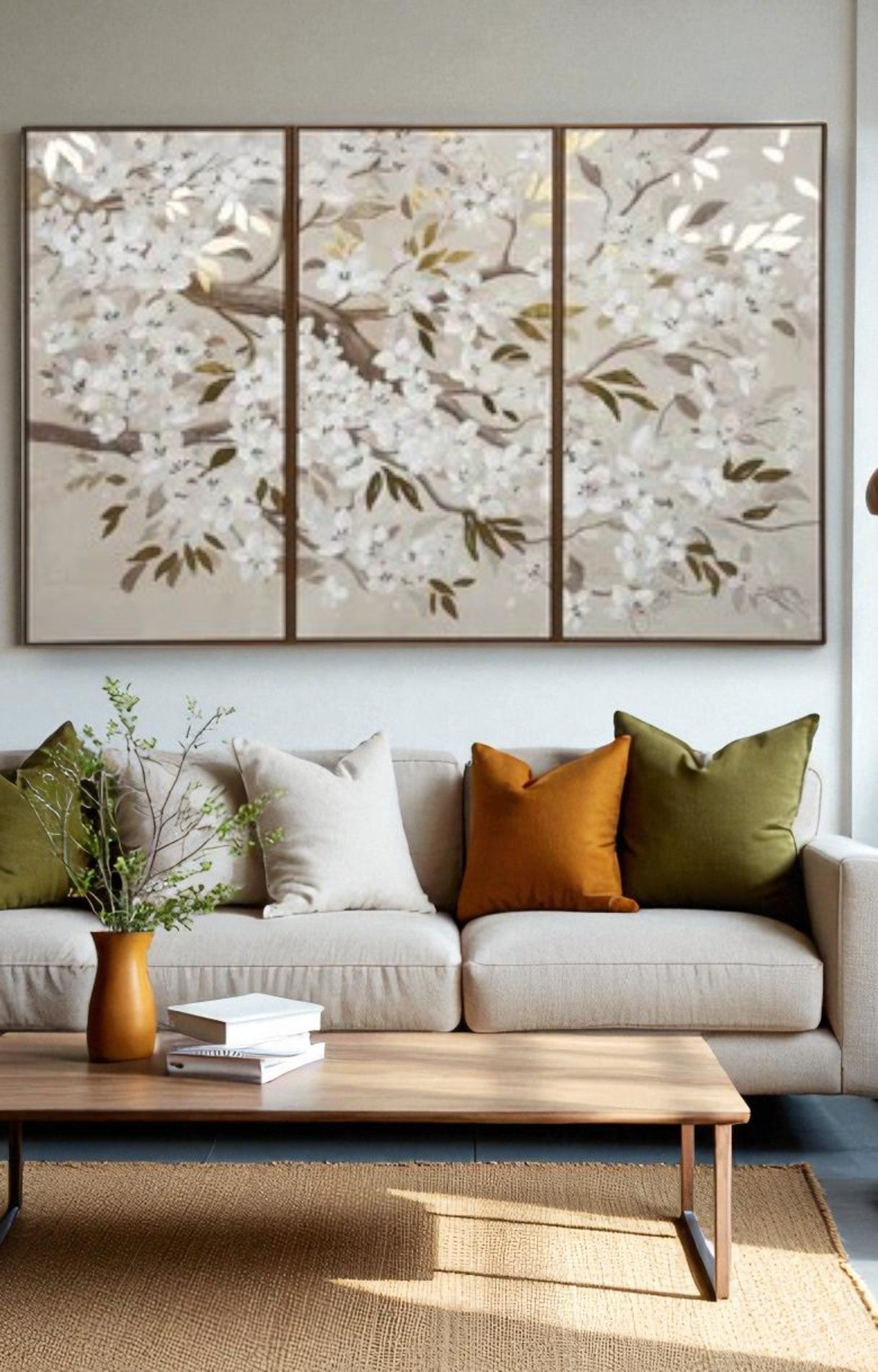 Tree with Leaves Canvas Painting with Frame Set of 3