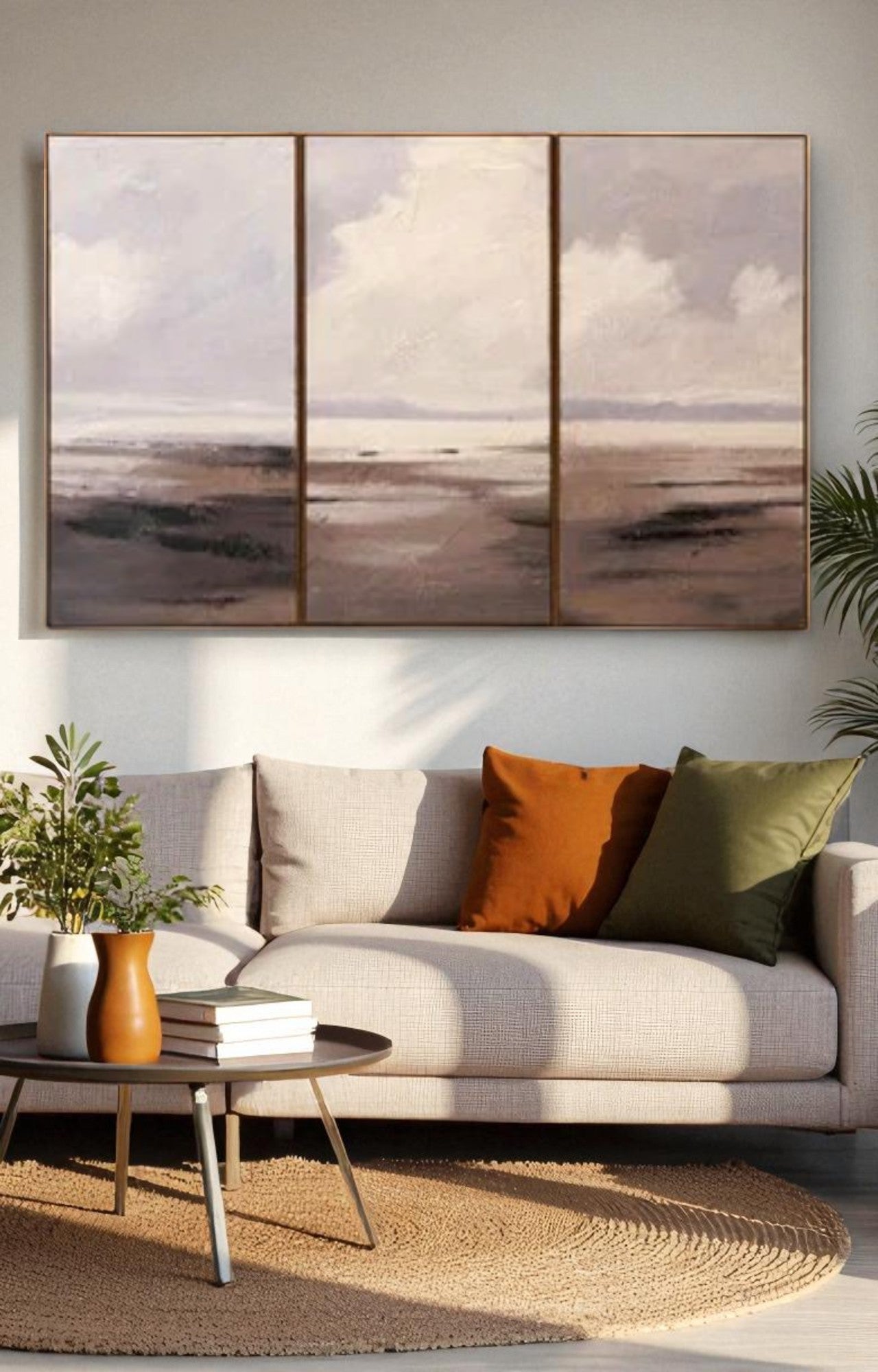 Landscape Canvas Heavy Textured Art on Hessian Set of 3