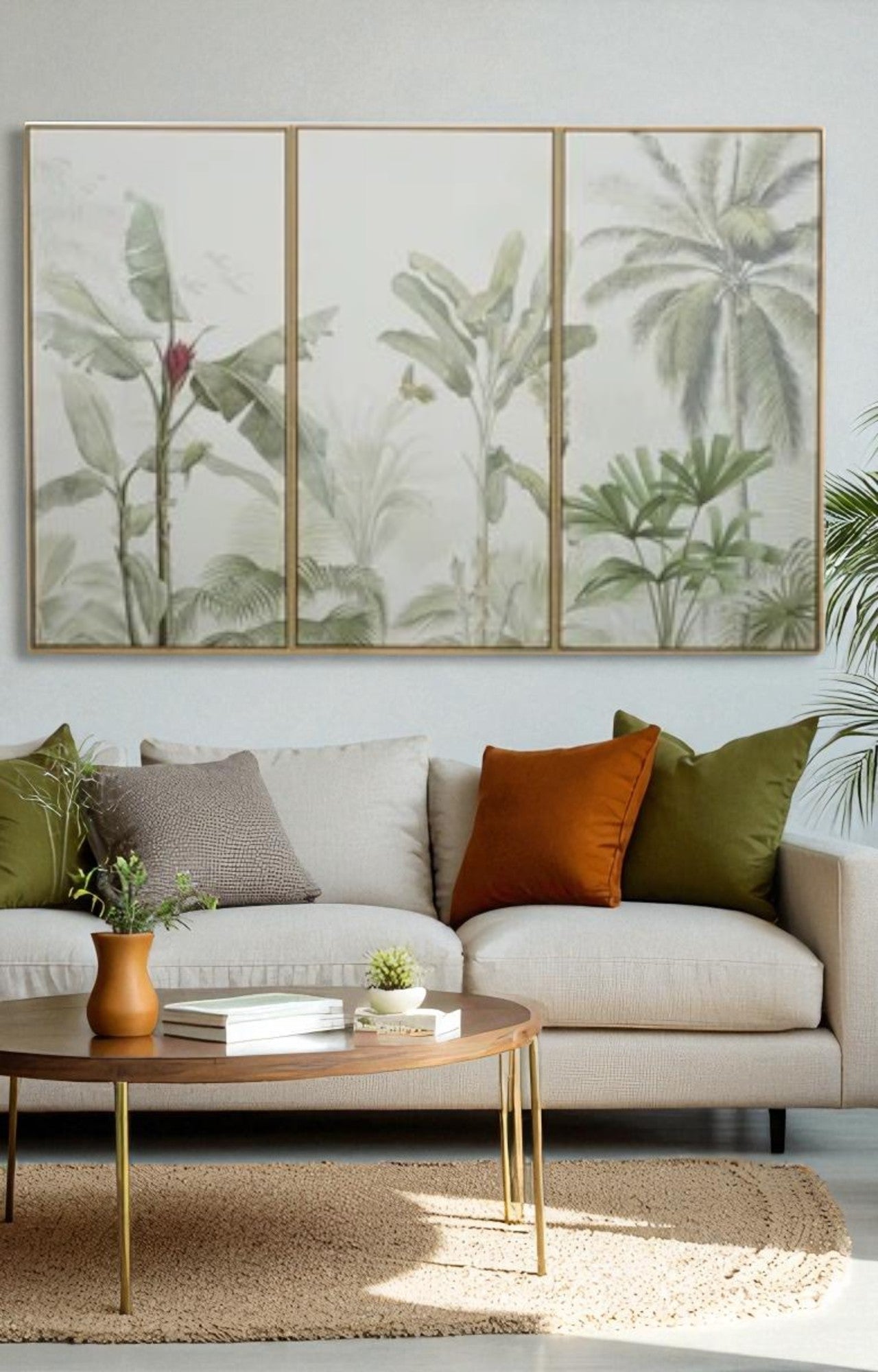Coastal Palm Canvas Painting Print Set of 3