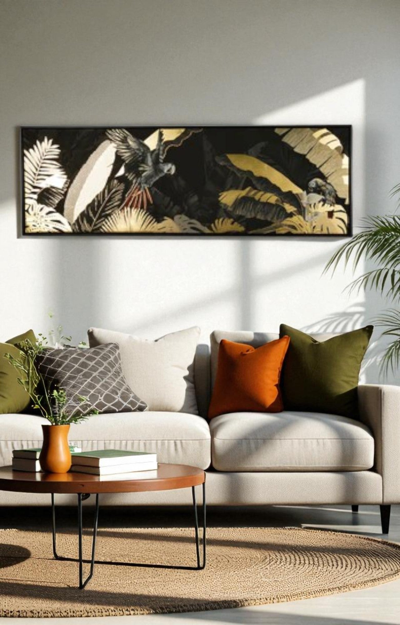 Golden and Black Wildlife Canvas Painting Print with Foil Finish