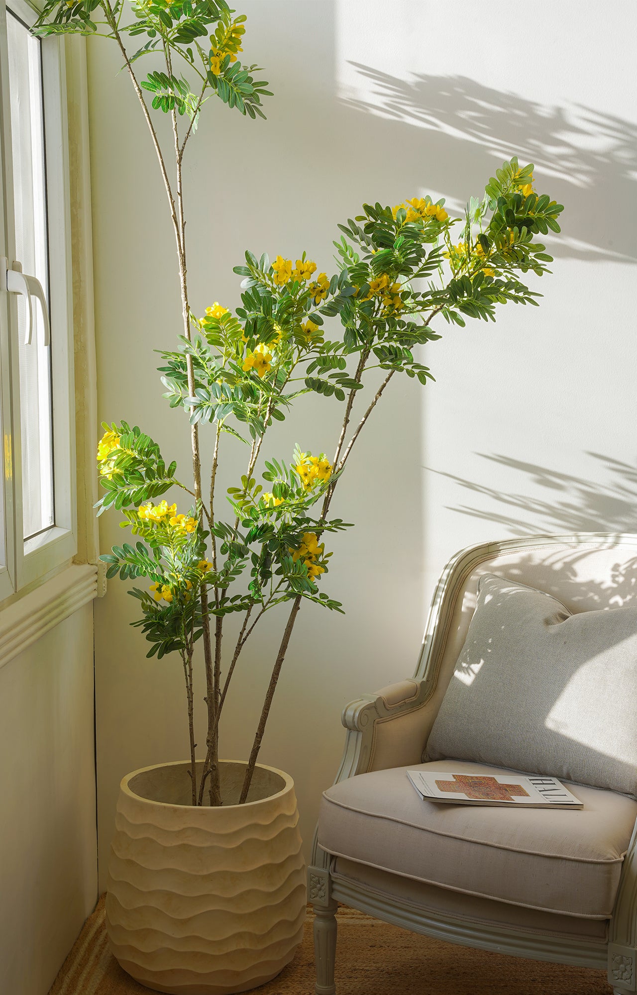 Artificial Yellow Mimosa Plant – 7.5 Feet