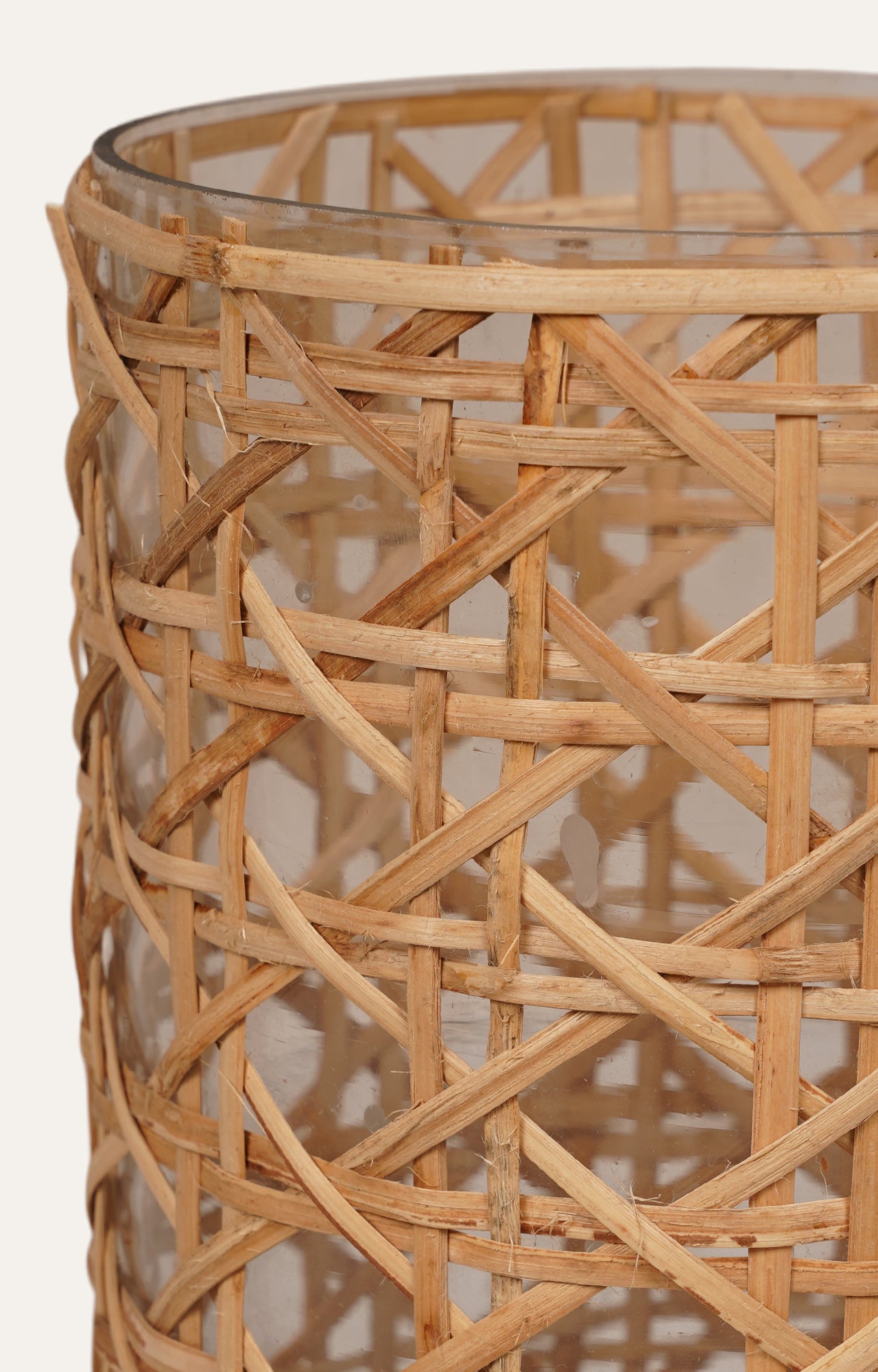 Cane Weave Candle Holder