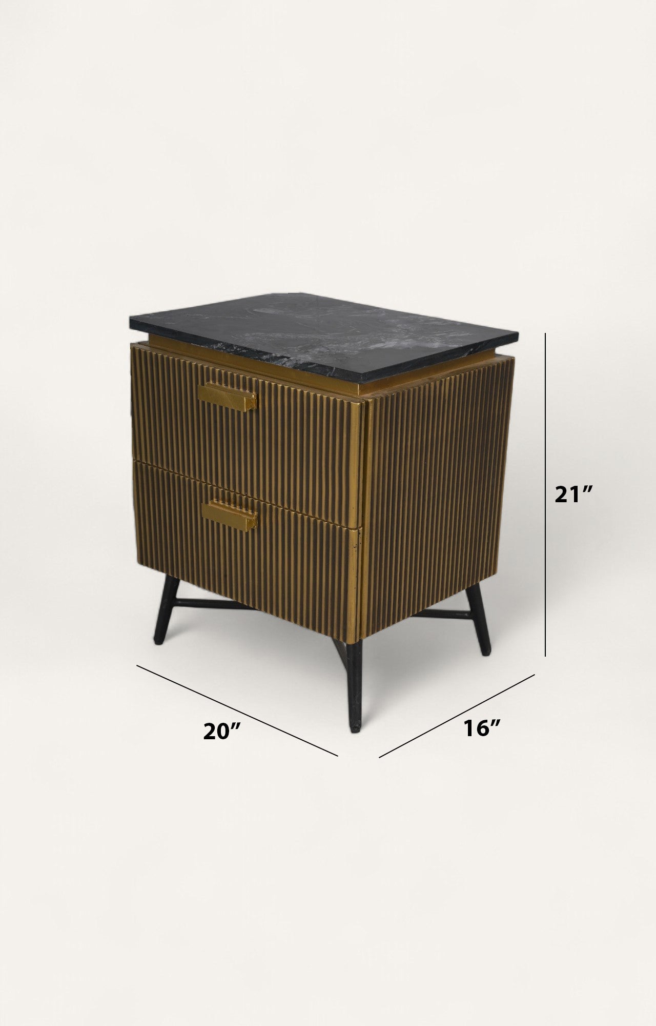Fluted Brass Bedside Table