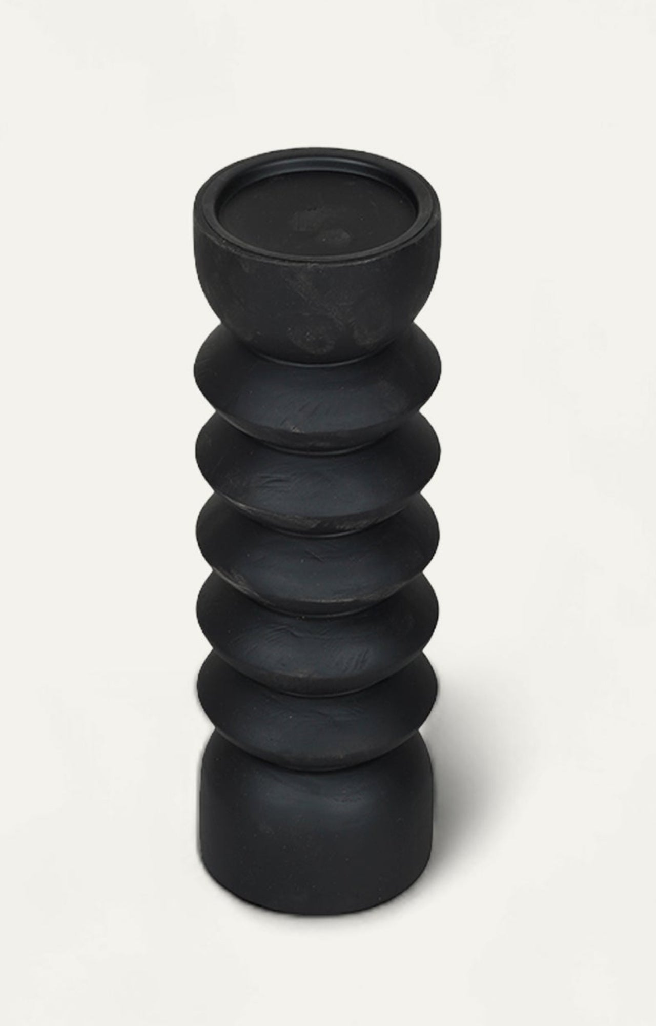 black wooden Cylinder Candle Stand