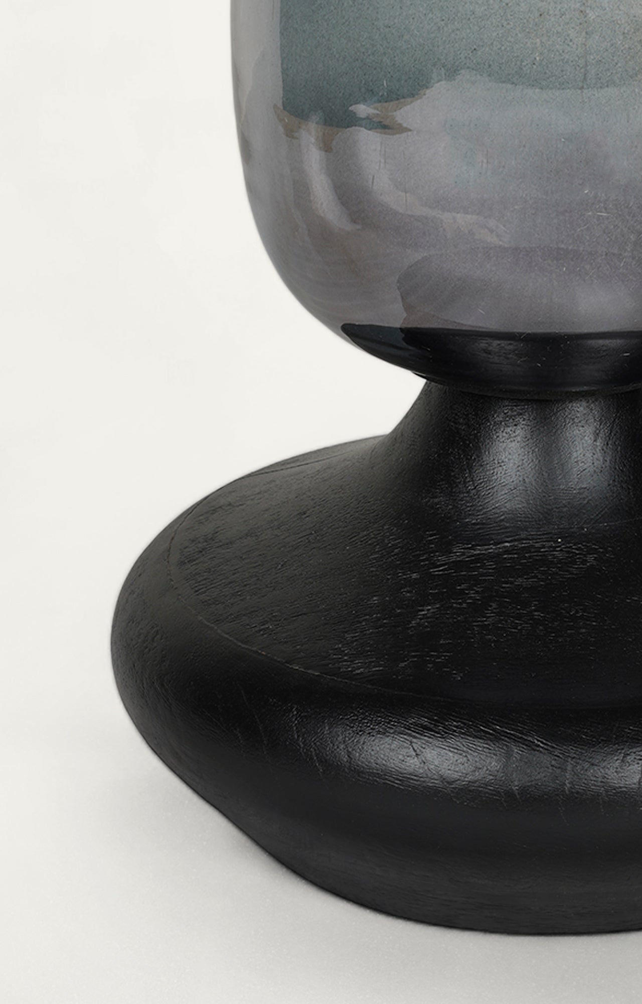 Glass with wooden surface Candle stand