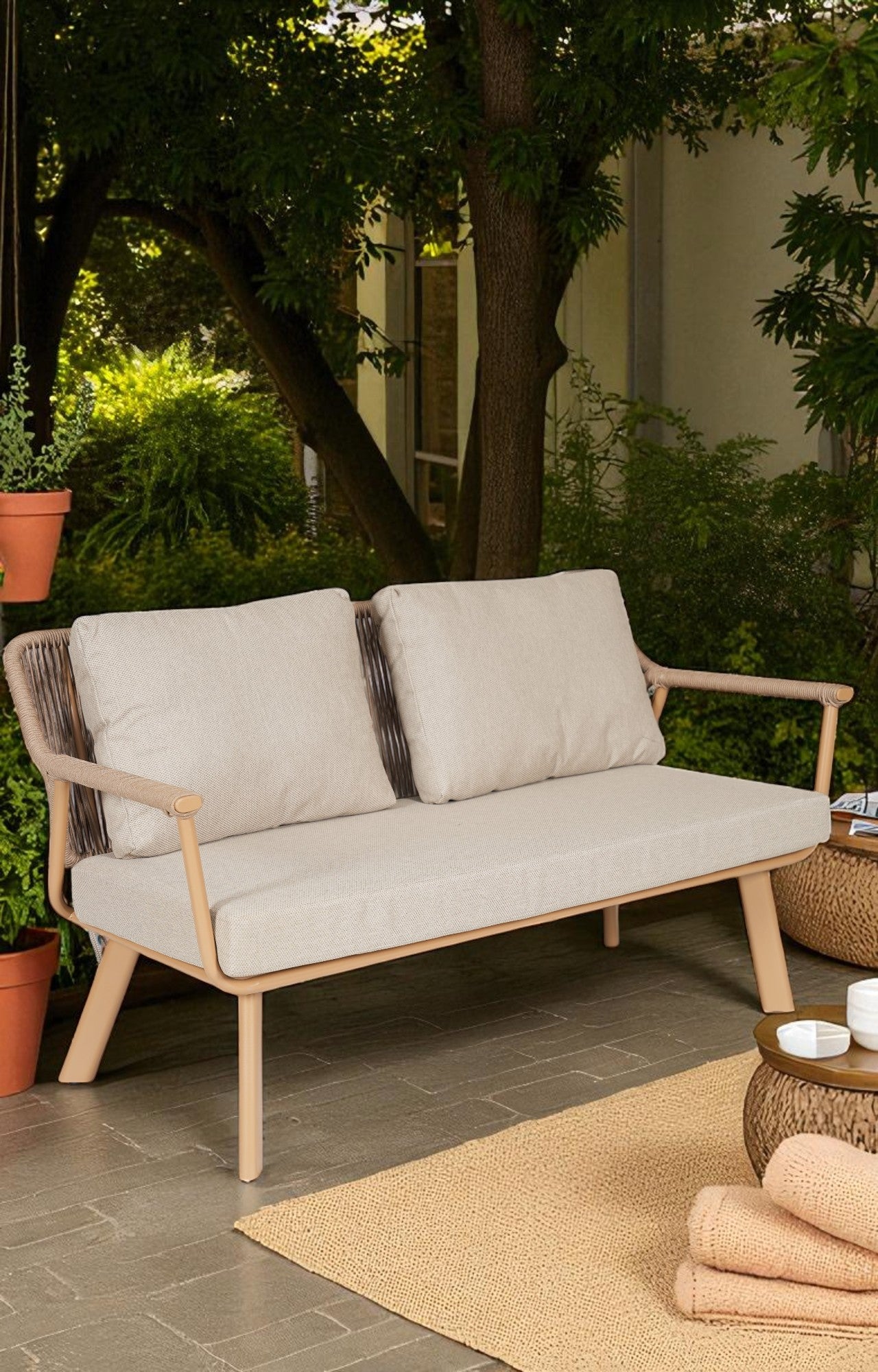 Savannah Two-Seater Metal with Nylon Rope Outdoor Sofa