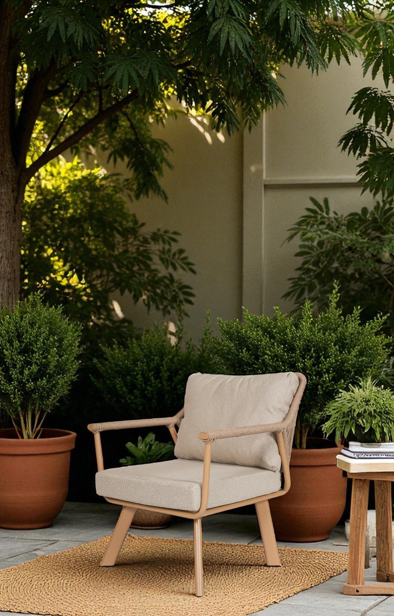 Savannah Brown Metal Outdoor Armchair